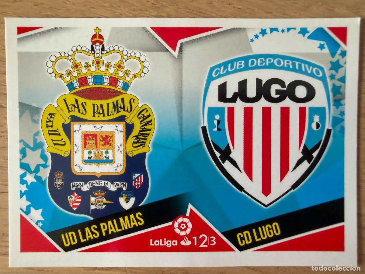 Cromos de f&uacute;tbol: 6 ESCUDO LAS PALMAS LUGO 18 19 2018 2019 LIGA SANTANDER 123 COLECCIONES ESTE SIN PEGAR STICKER
