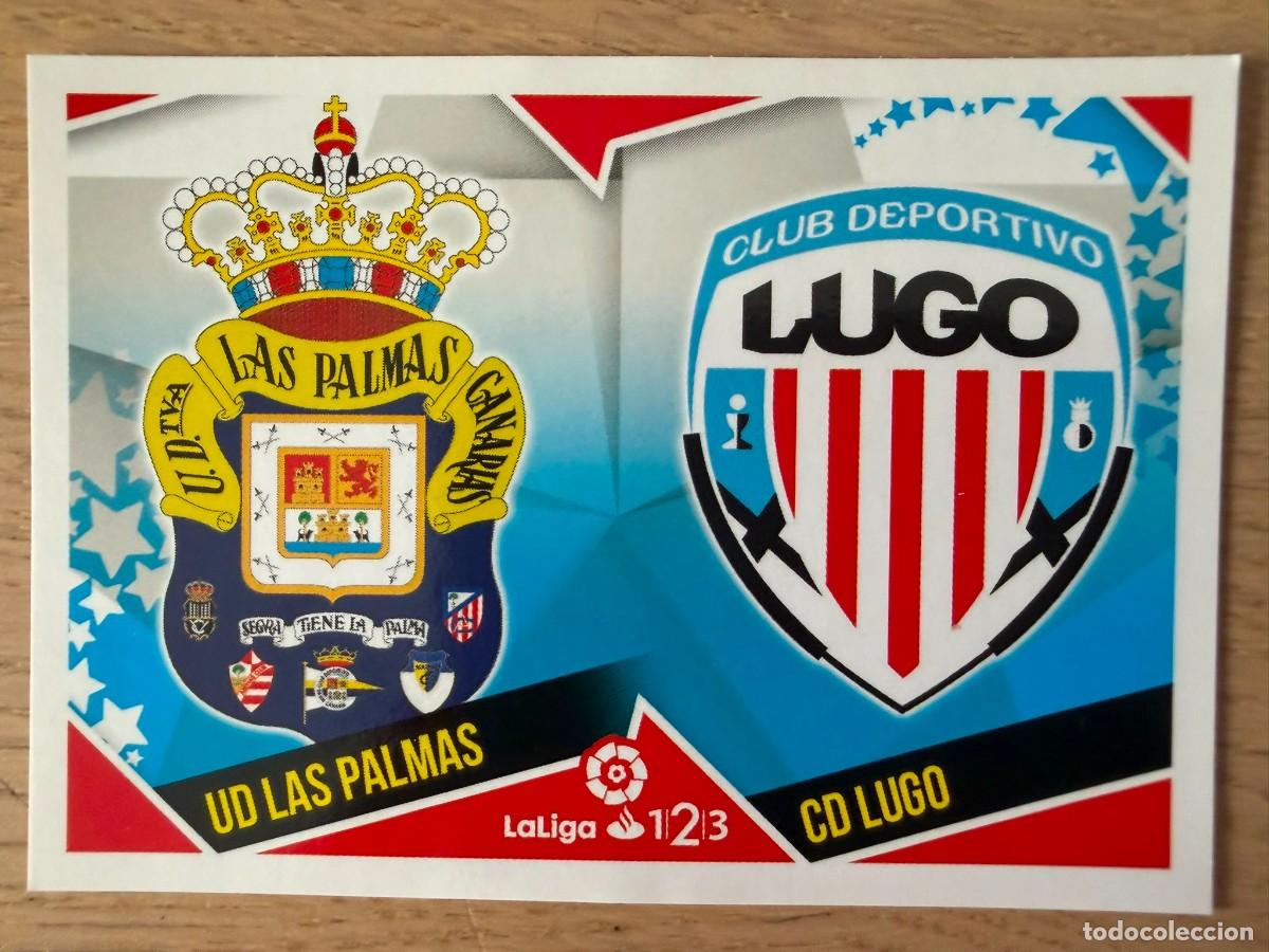 Cromos de f&uacute;tbol: 6 ESCUDO LAS PALMAS LUGO 18 19 2018 2019 LIGA SANTANDER 123 COLECCIONES ESTE SIN PEGAR STICKER
