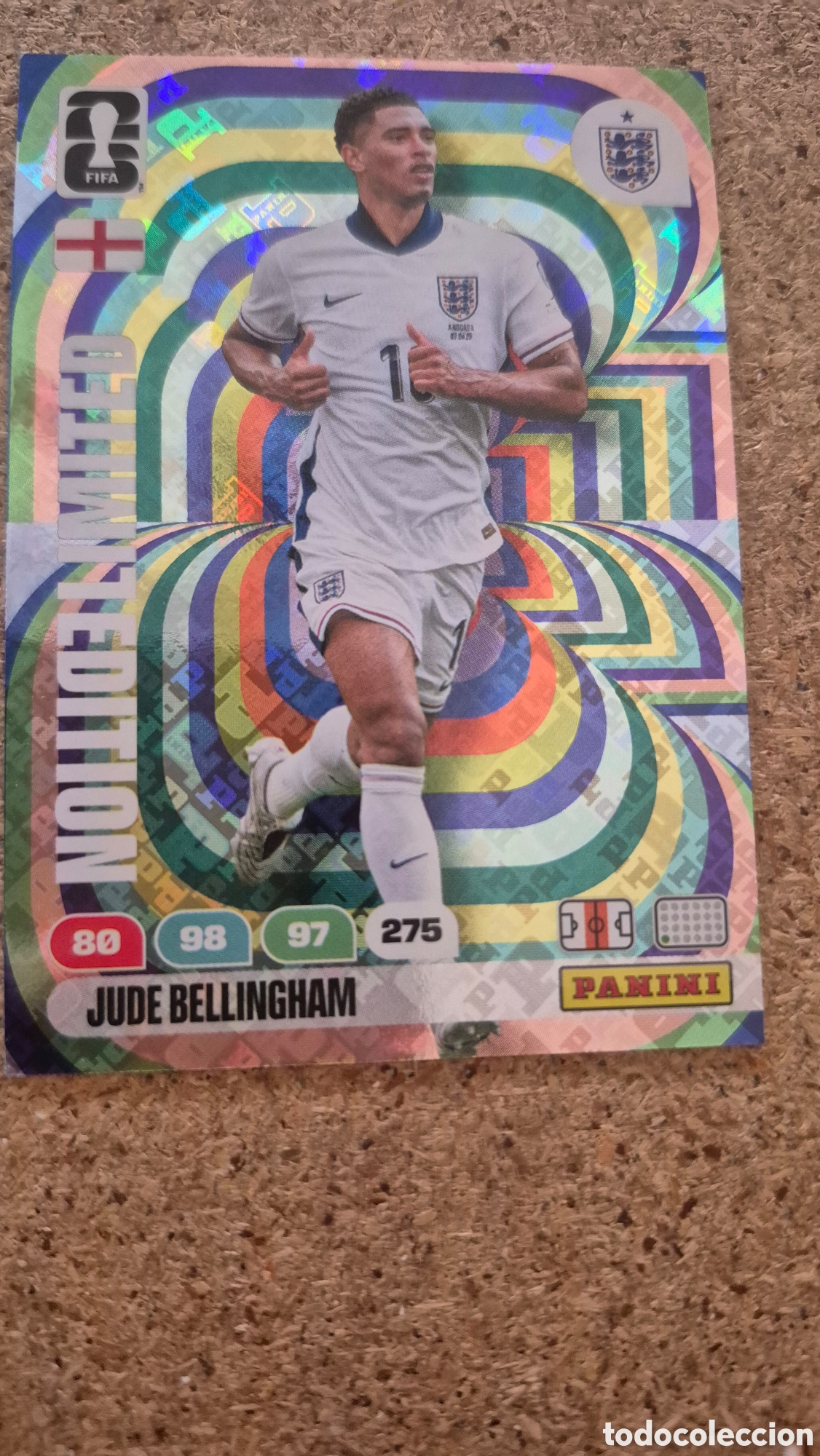 Cromos de f&uacute;tbol: JUDE BELLINGHAM EDICI&Oacute;N LIMITADA INGLATERRA ADRENALYN MUNDIAL WORLD CUP 2026 PANINI