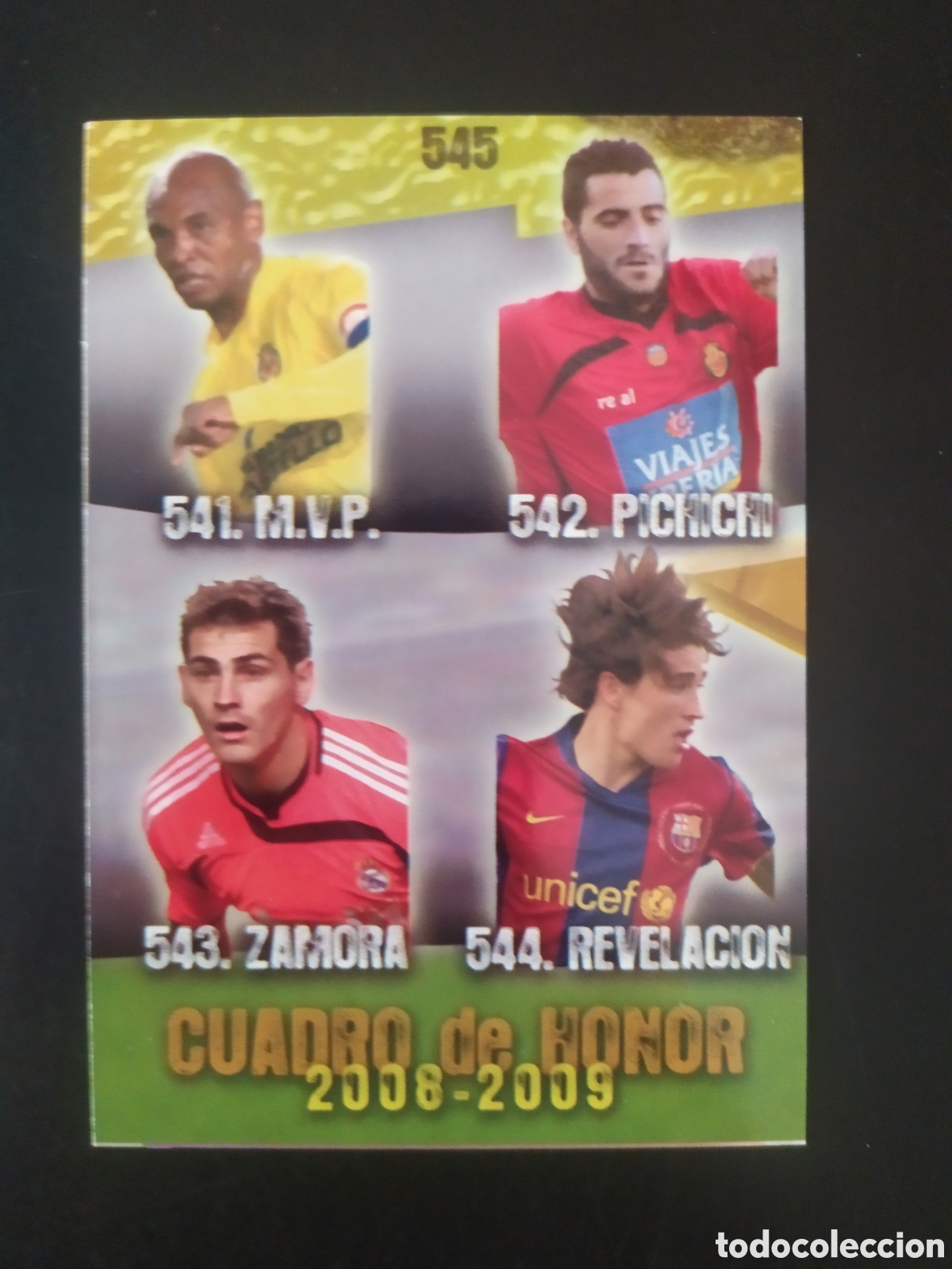 Cromos de Futebol: Mundicromo fichas Liga 2008 2009 08 09 Ra&uacute;l Iniesta mate puntas cuadradas n&deg; 545 cuadro honor