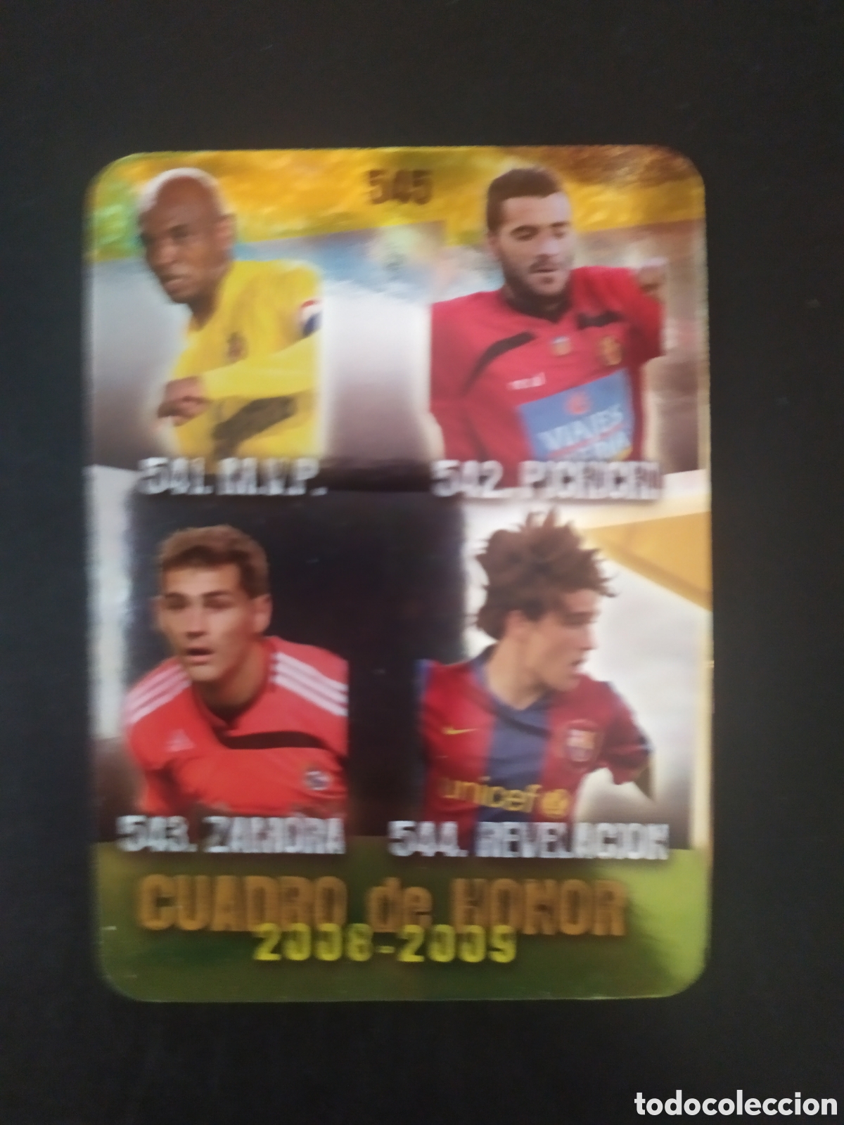 Cromos de f&uacute;tbol: Mundicromo fichas Liga 2008 2009 08 09 Ra&uacute;l Iniesta brillo puntas redondas n&deg; 545 cuadro honor