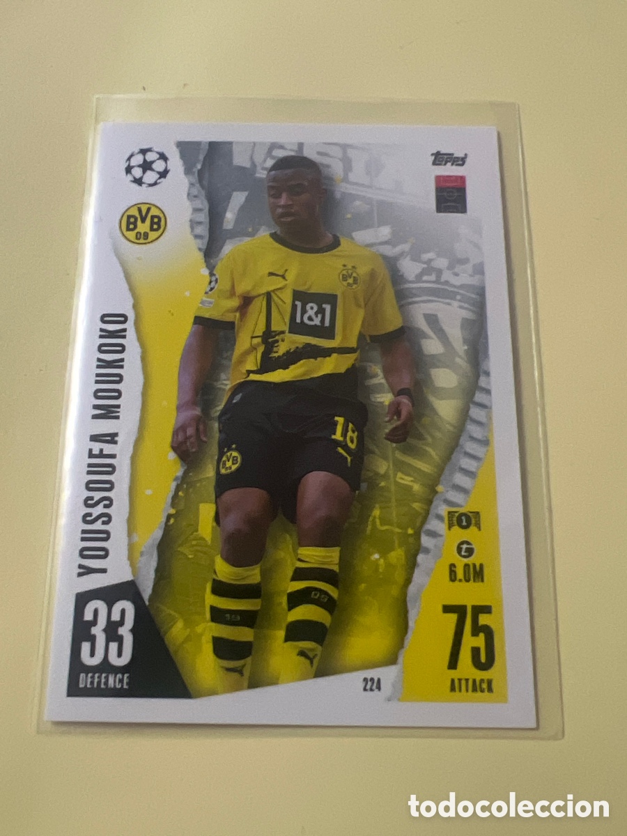Cartes &agrave; collectionner de Football: C8613. CROMO CARD MOUKOKO BORUSSIA DORTMUND 224 CHAMPIONS LEAGUE 2023 2024 23 24 TOPPS