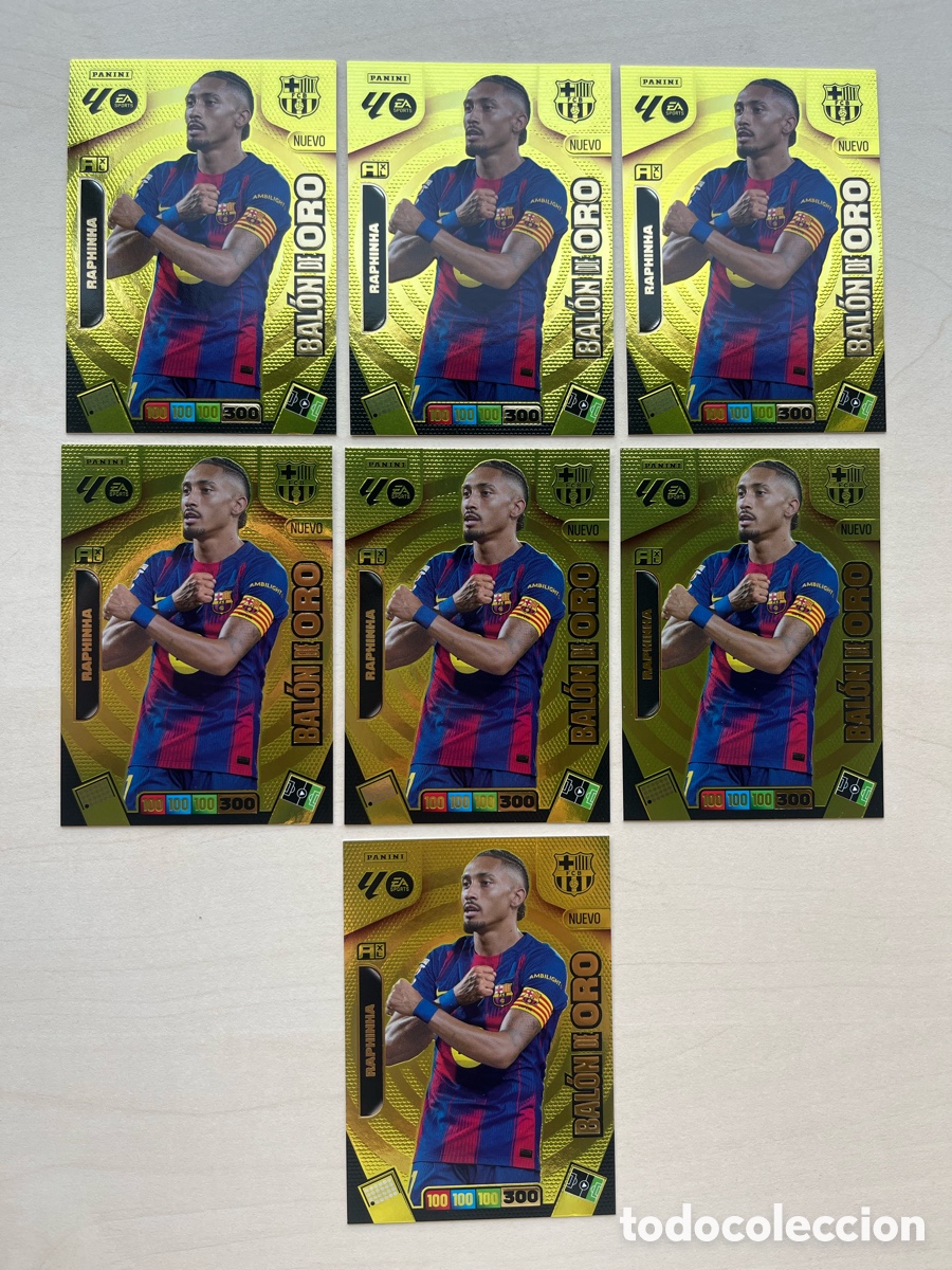 Cromos de f&uacute;tbol: Lote 7 Raphinha Nuevo Bal&oacute;n de Oro Adrenalyn 2025-26 - FC Barcelona