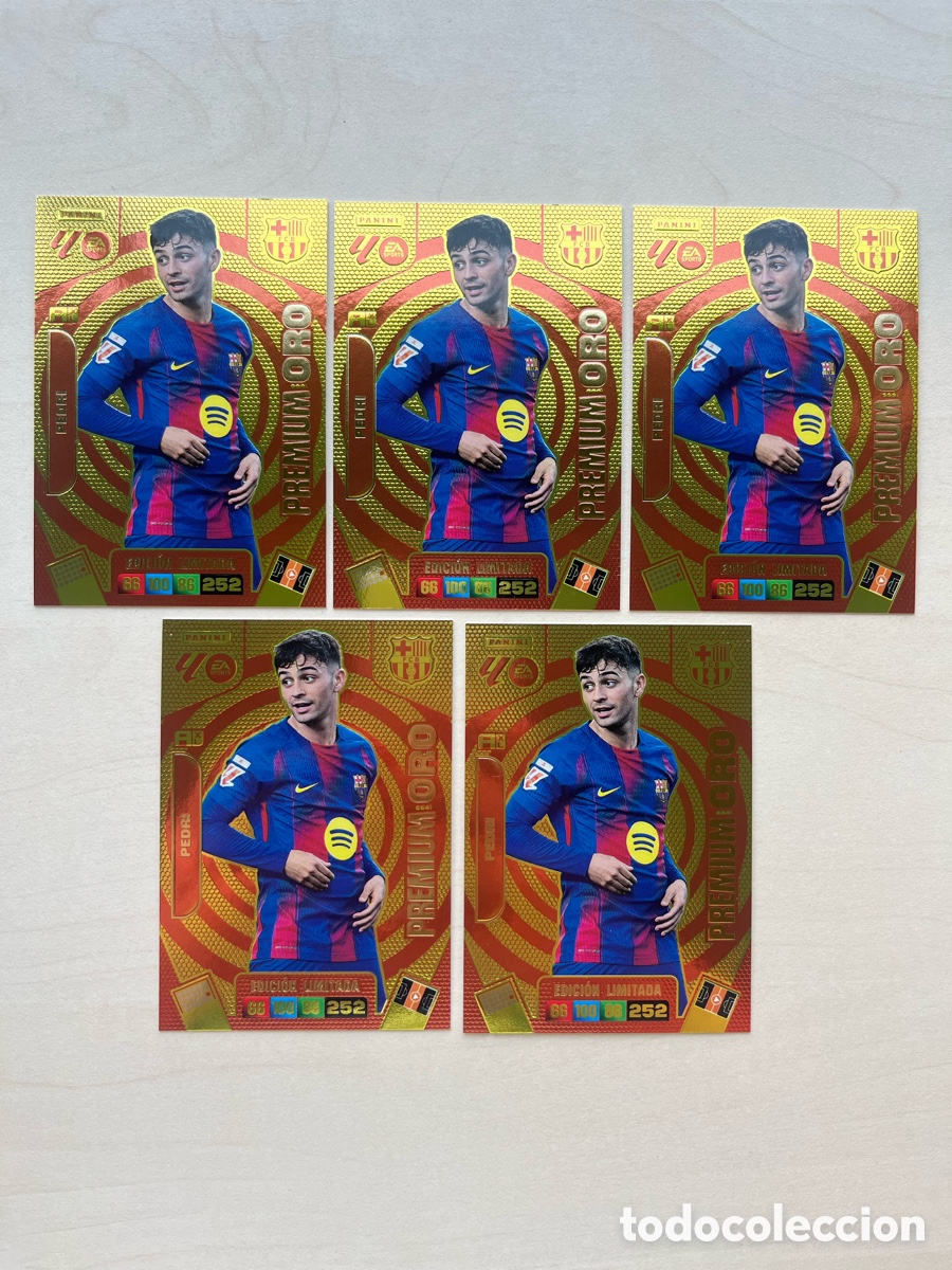 Cromos de f&uacute;tbol: Lote 5 Pedri Premium Oro Adrenalyn 2025-26 - FC Barcelona