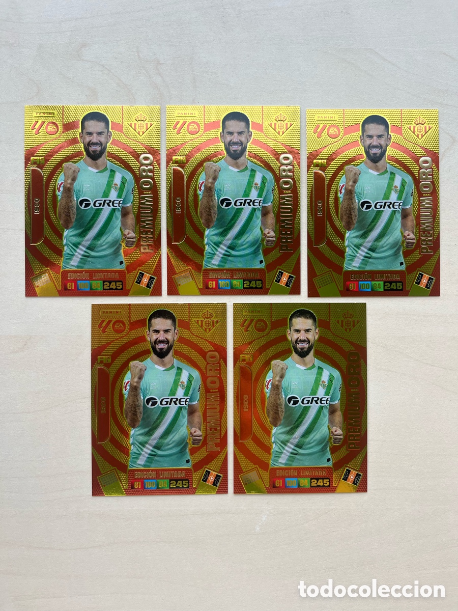 Cromos de f&uacute;tbol: Lote 5 Isco Premium Oro Adrenalyn 2025-26 - Real Betis