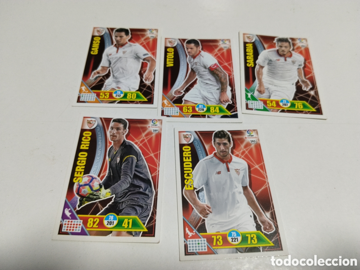 Cromos de f&uacute;tbol: 5 Cromos Sevilla C.F 2016-2017