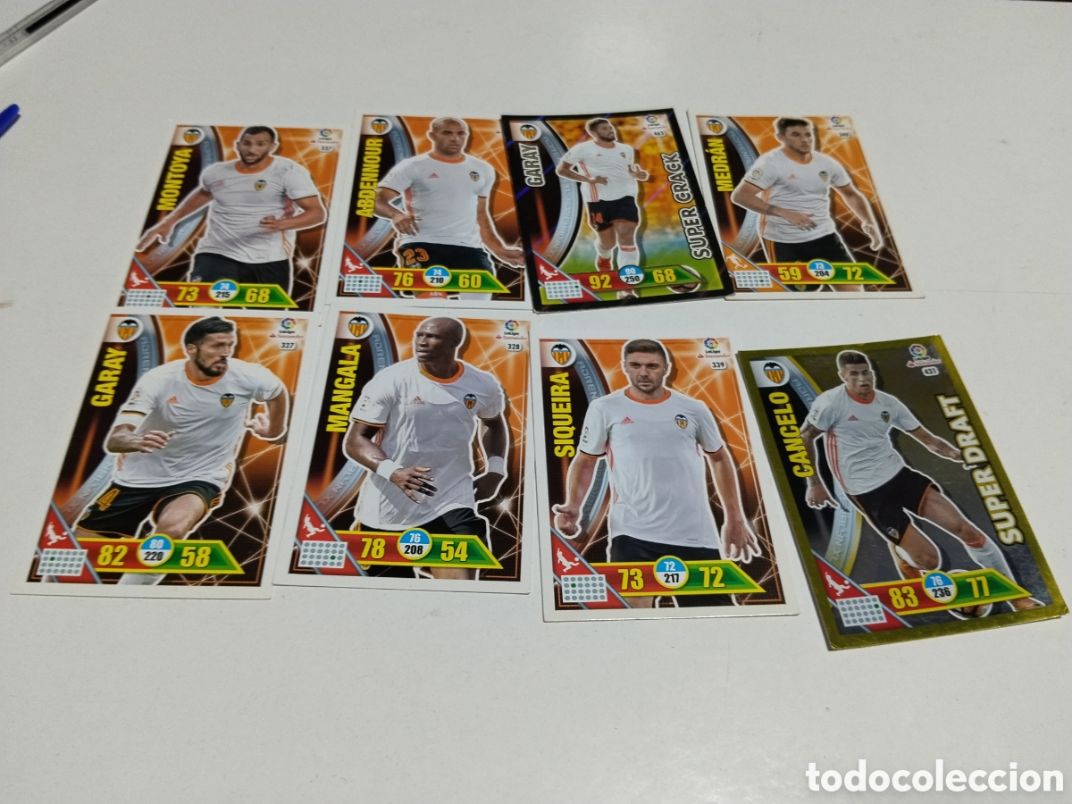 Cromos de f&uacute;tbol: 8 Cromos Valencia F.C 2016-2017