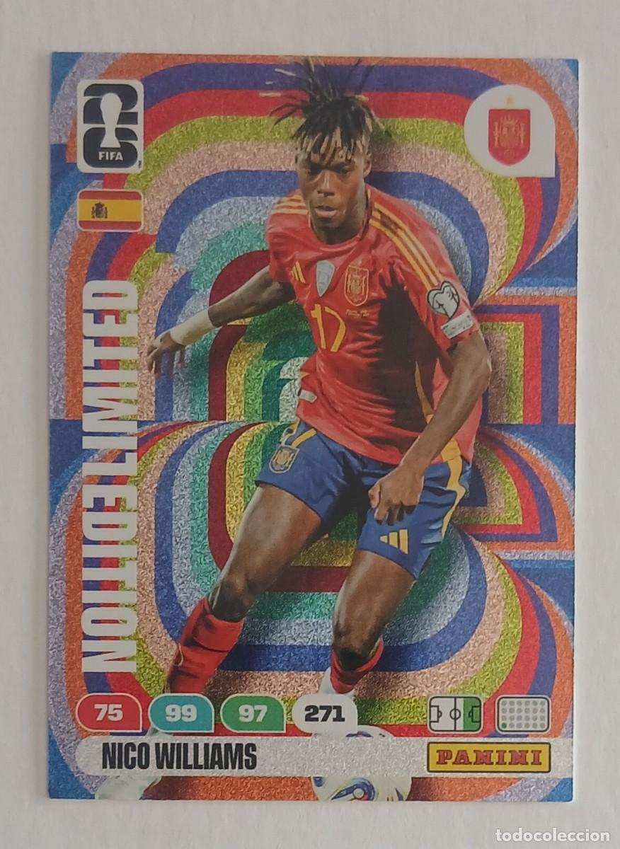 Cromos de f&uacute;tbol: CROMO NICO WILLIAMS ESPA&Ntilde;A LIMITED EDITION ADRENALYN XL FIFA WORLD CUP 2026 DE PANINI.