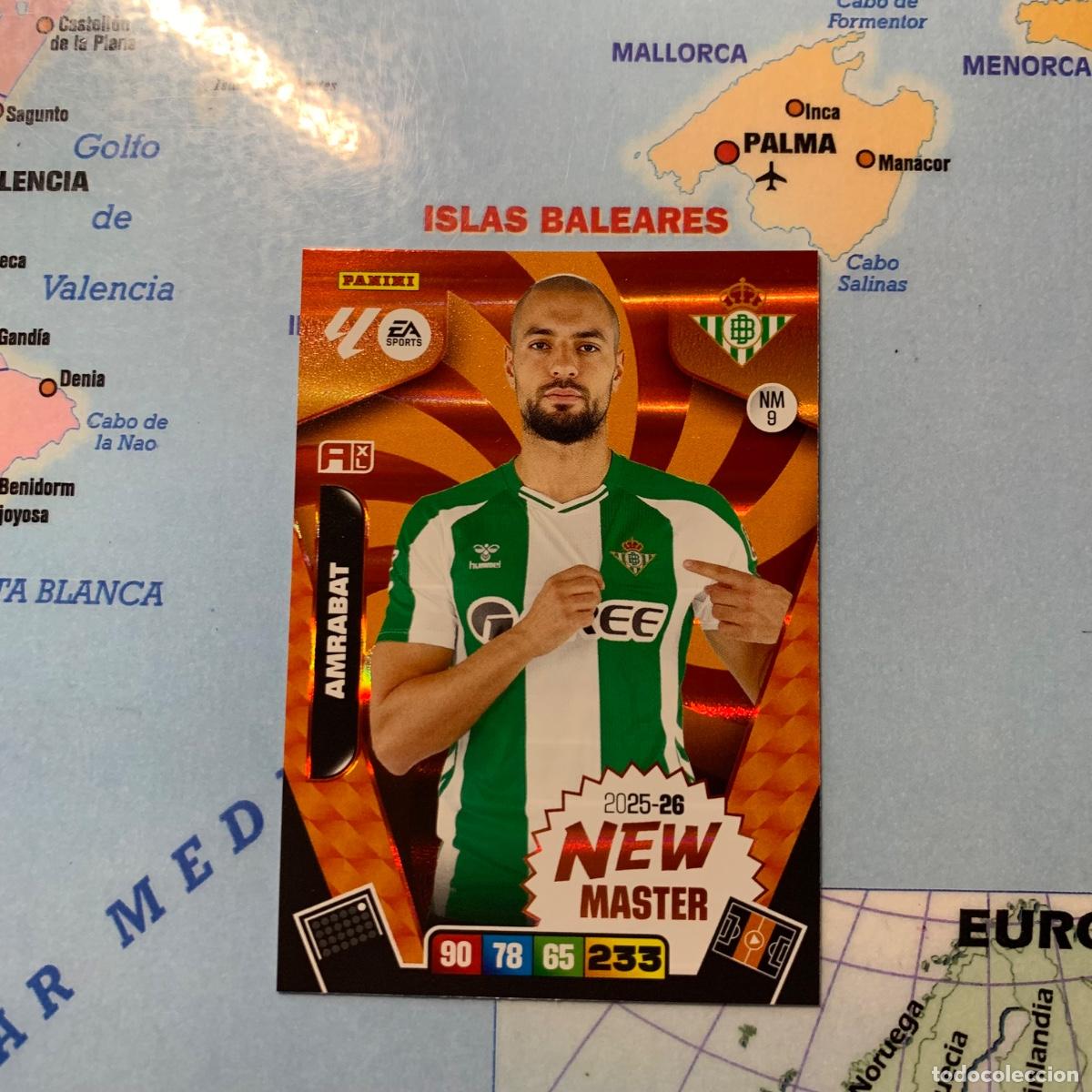 Cromos de f&uacute;tbol: Amrabat New Master n&uacute;mero 9 del Betis cromo adrenalyn XL 25-26 2025-2026