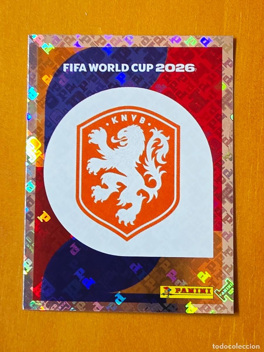 Cromos de f&uacute;tbol: NED 1 Escudo logo emblema Pa&iacute;ses Bajos Holanda, Panini FIFA World Cup Mundial 2026 Sticker