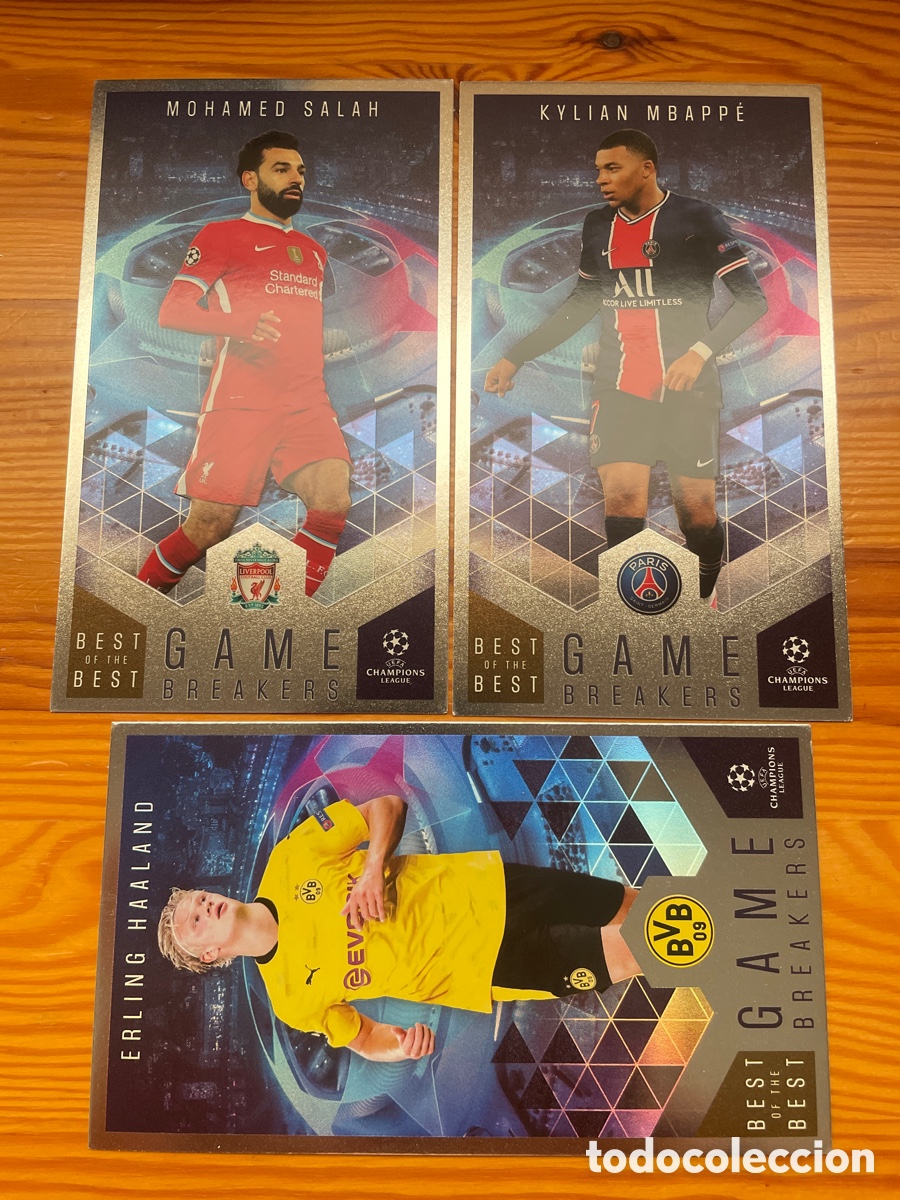Cromos de f&uacute;tbol: Lote 3 cromos Best of the Best Mbappe Haaland gamebreakers