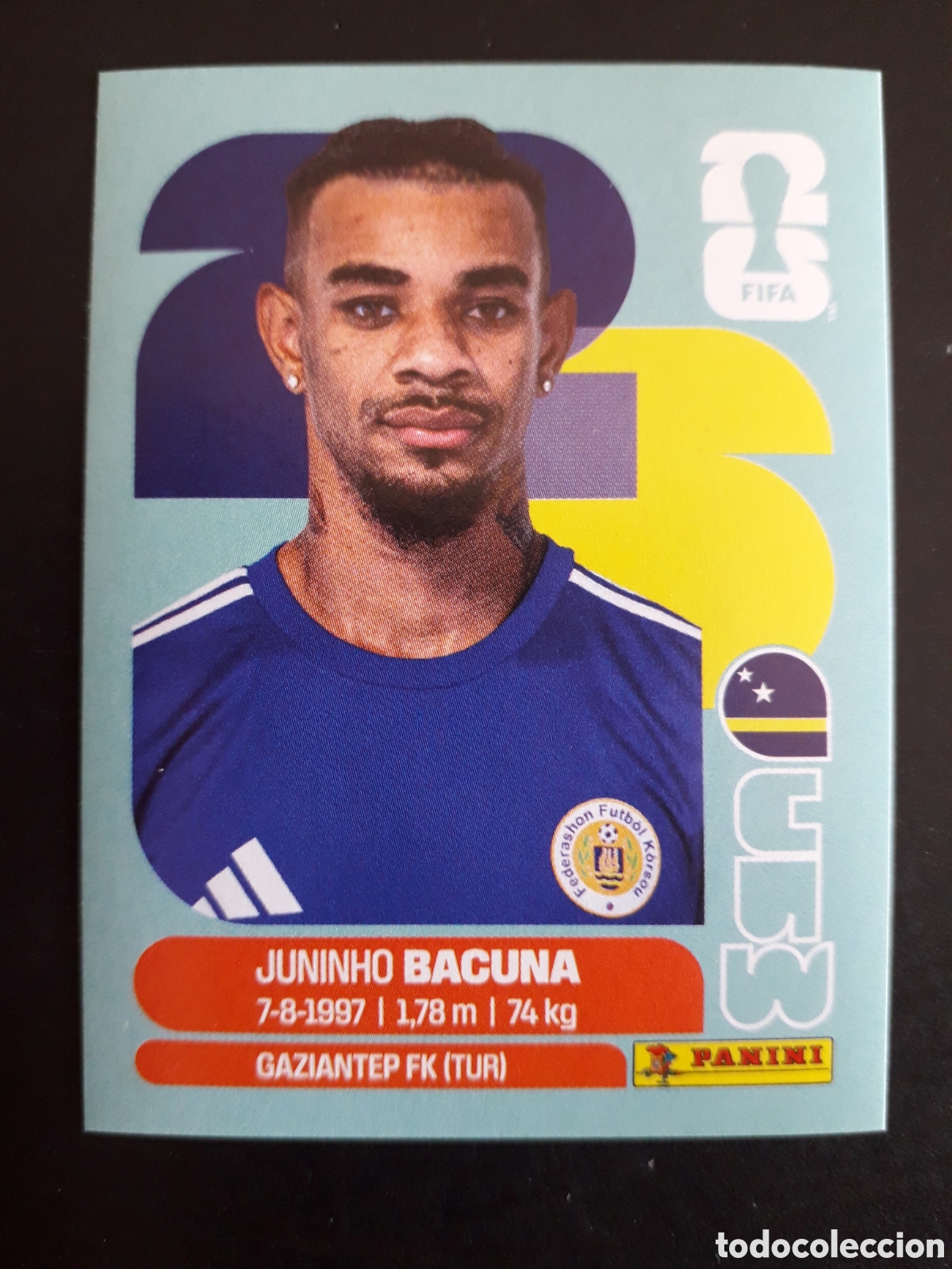 Fu&szlig;ball-Sticker: JUNINHO BACUNA CURA&Ccedil;AO CUW 11 MUNDIAL F&Uacute;TBOL 2026 FIFA WORLD CUP PANINI SIN PEGAR PEDIDO M&Iacute;NIMO 3&euro;.