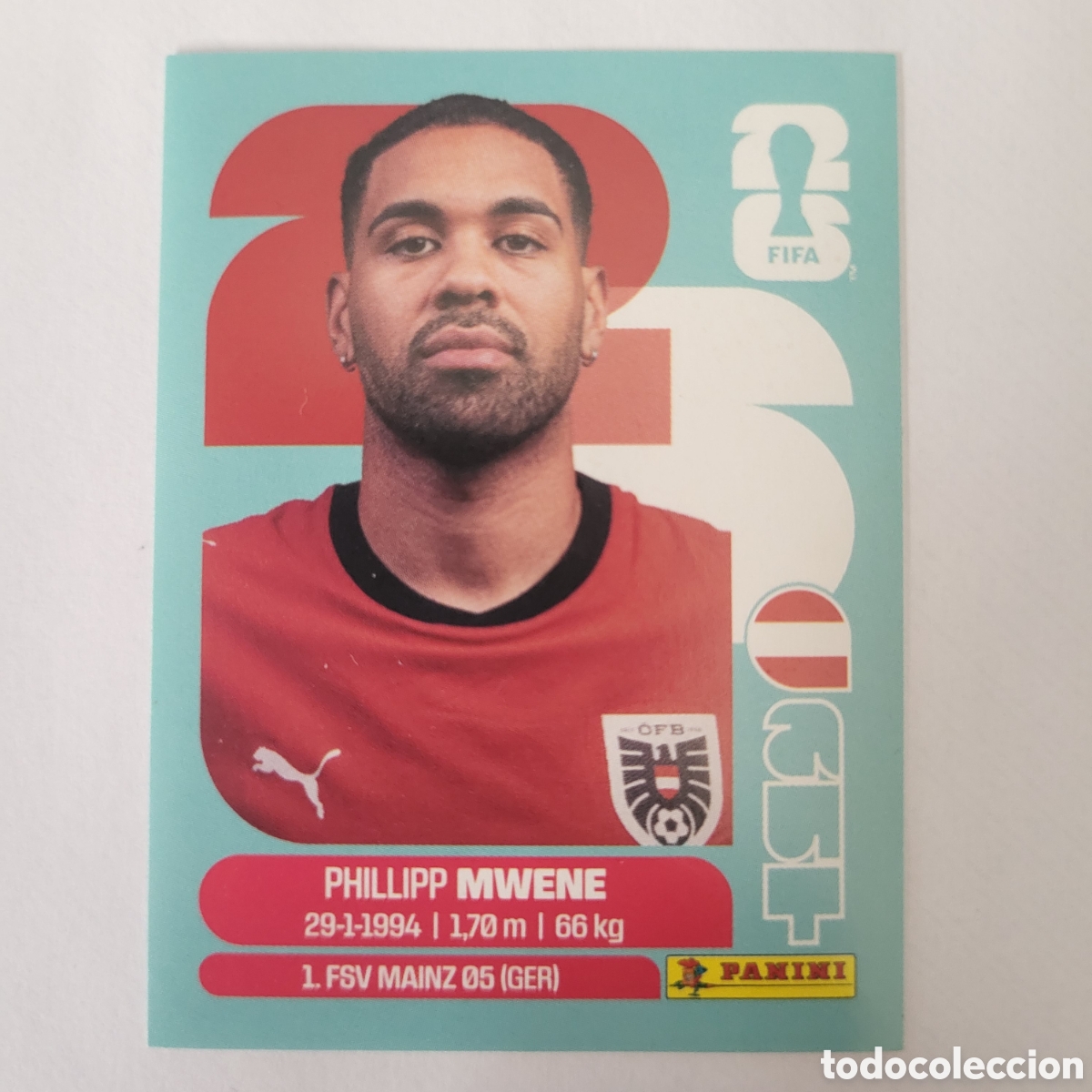 Cromos de f&uacute;tbol: AUT 8 Phillipp Mwene [Sticker] / FIFA World Cup 2026