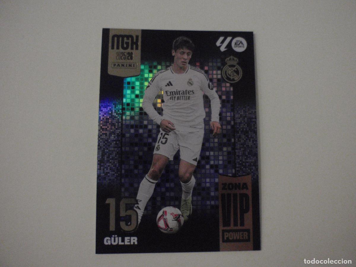 Figurine di Calcio: P394 G&Uuml;LER Real Madrid ZONA VIP POWER. Trading card MGK Megacracks LA LIGA 2025 2026 Panini. 25 26
