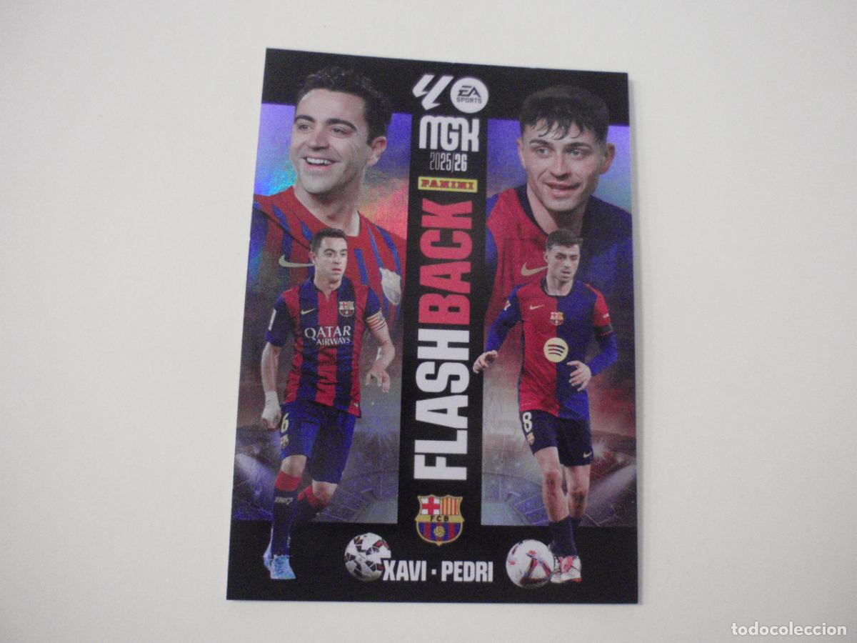 Football Stickers: 432 XAVI - PEDRI Barcelona FLASHBACK. Trading card MGK Megacracks LA LIGA 2025 2026 Panini. 25 26