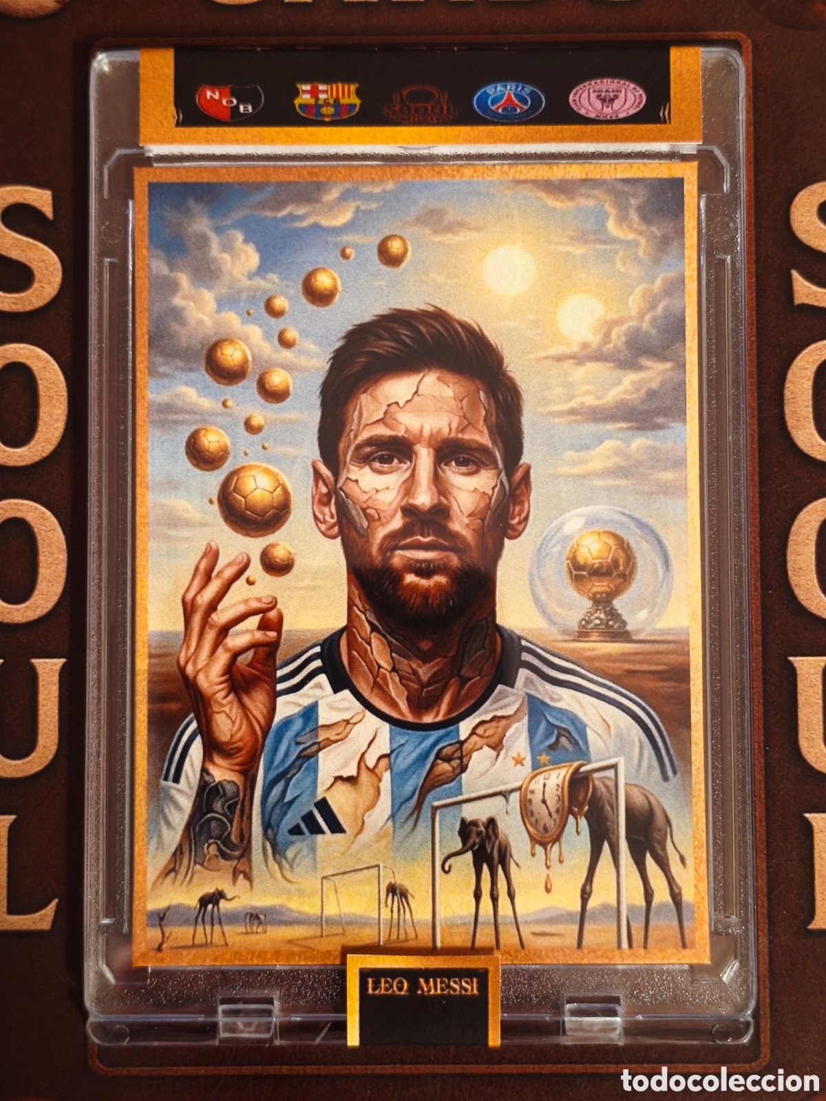 Cromos de f&uacute;tbol: Cromo leo Messi sooul by Dal&iacute; 2 /10 el arte del f&uacute;tbol gold