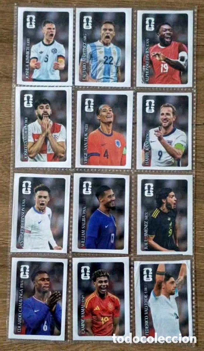 Cromos de f&uacute;tbol: Lote 12 Cromos Panini Cocacola Mundial 2026 Lamine Yamal ( Barcelona ),Camavinga ,Valverde-R.Madrid