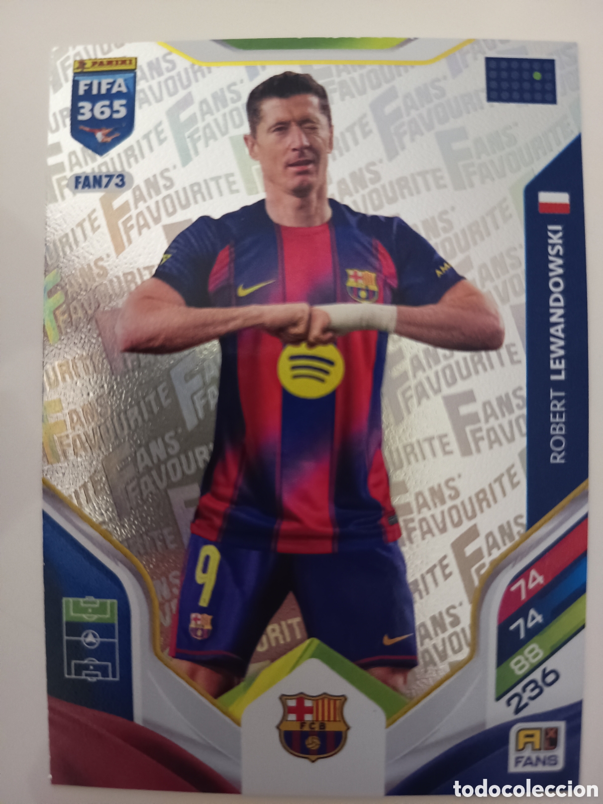 Cromos de f&uacute;tbol: FAN73 Robert Lewandowski fans favourite adrenalyn FIFA 365 2025-2026