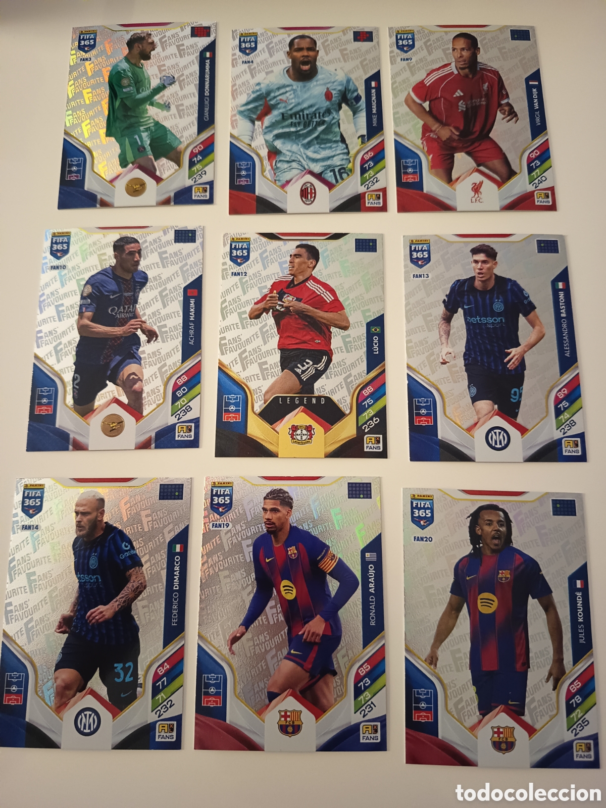 Cromos de f&uacute;tbol: Lote 36 cartas Fans Favourite adrenalyn FIFA 365 2025-2026