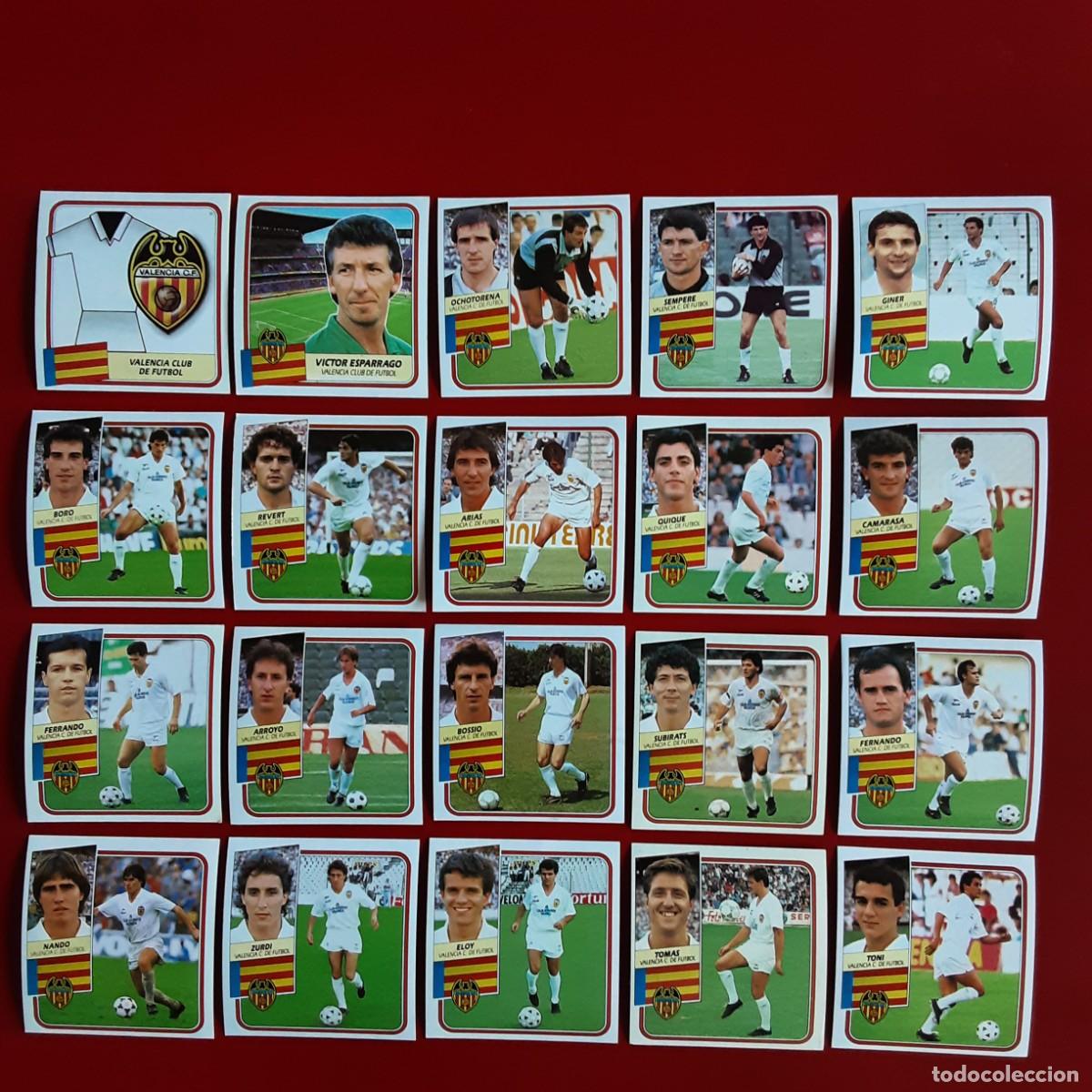 Cromos de f&uacute;tbol: EQUIPO CASI COMPLETO VALENCIA LIGA TEMPORADA 1989 1990 89 90 EDICIONES ESTE.FATA 1 CROMO