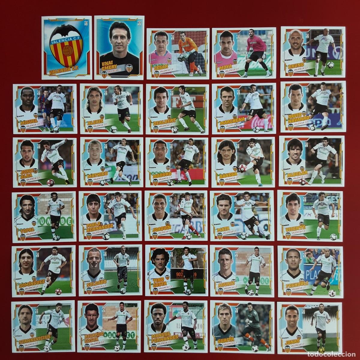 Football Stickers: EQUIPO COMPLETO VALENCIA LIGA TEMPORADA 2010 2011 10 11 EDICIONES ESTE SIN PEGAR
