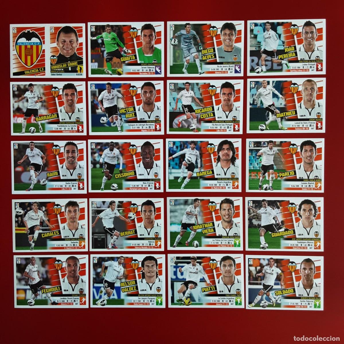 Cromos de f&uacute;tbol: EQUIPO COMPLETO VALENCIA LIGA TEMPORADA 2013 2014 13 14 EDICIONES ESTE SIN PEGAR