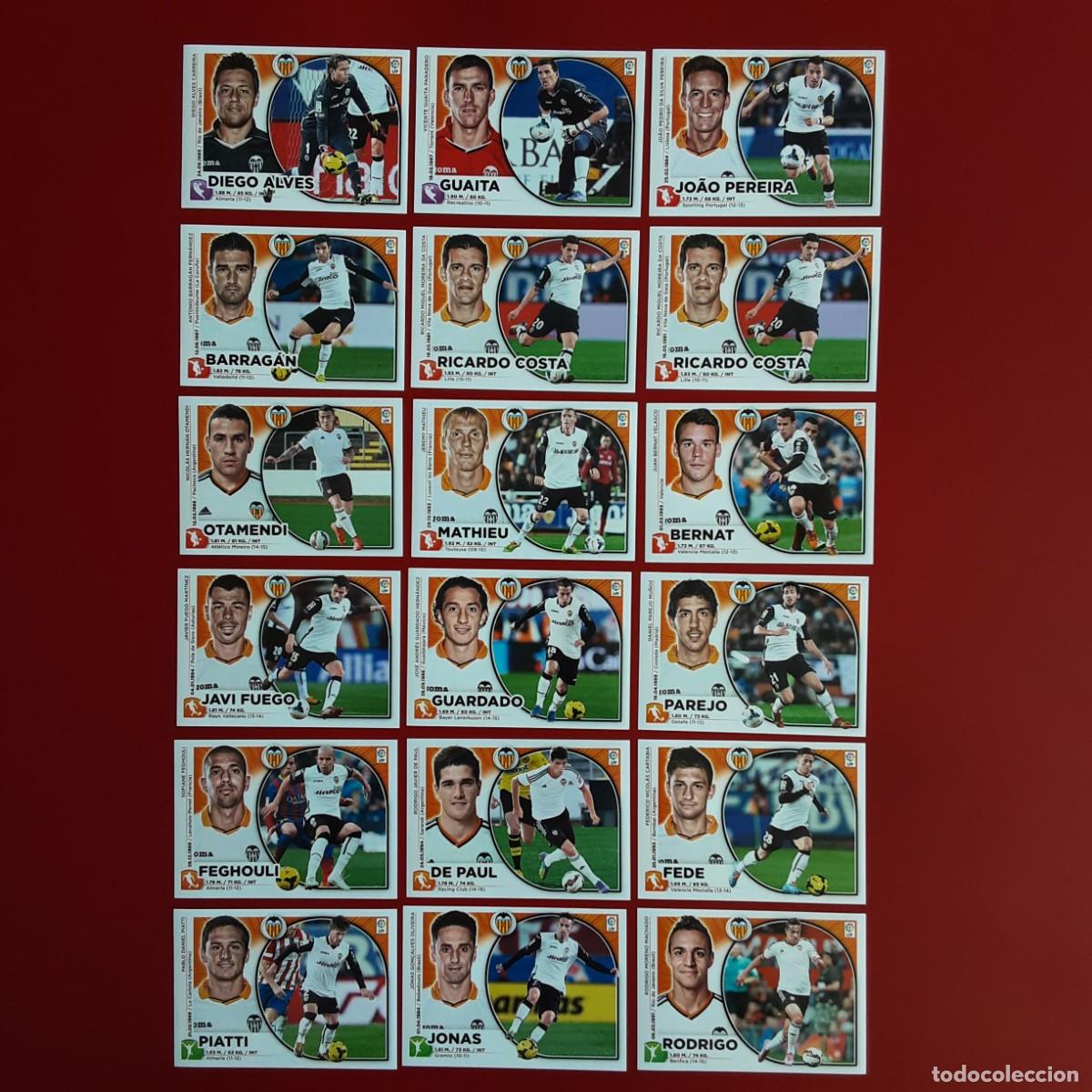 Cromos de f&uacute;tbol: EQUIPO COMPLETO VALENCIA LIGA TEMPORADA 2014 2015 14 15 EDICIONES ESTE SIN PEGAR