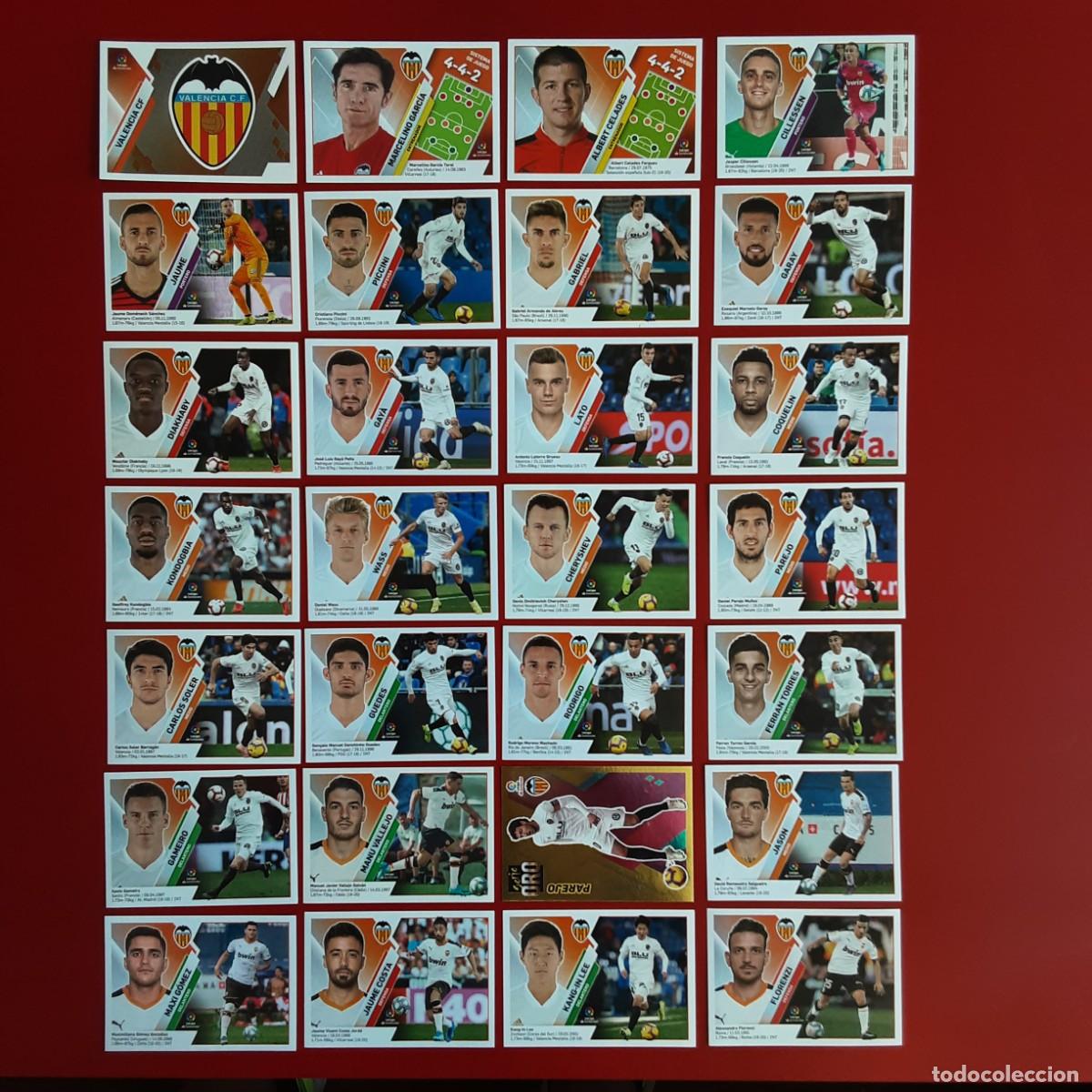 Cromos de f&uacute;tbol: EQUIPO COMPLETO VALENCIA LIGA TEMPORADA 2019 2020 19 20 EDICIONES ESTE SIN PEGAR