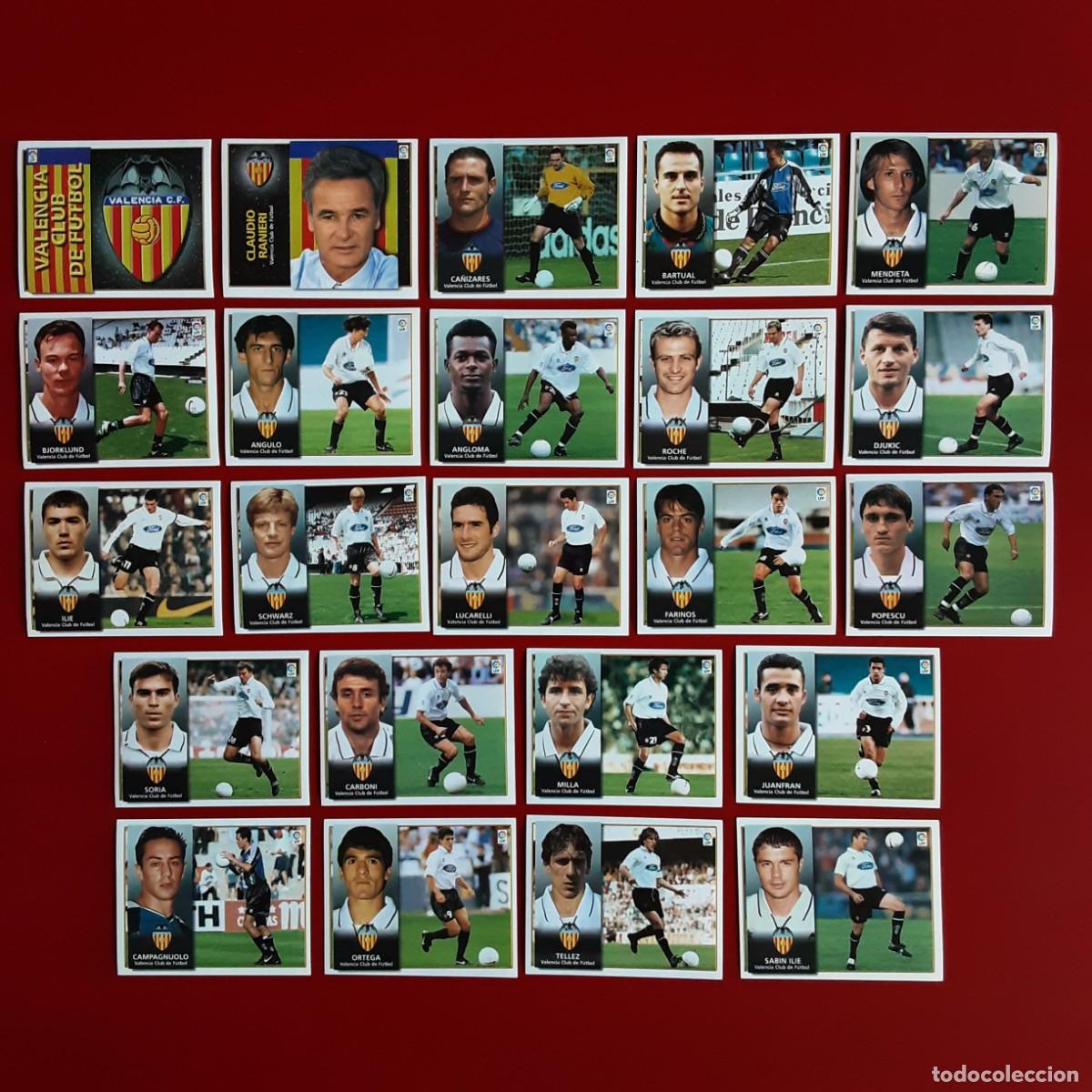 Cromos de f&uacute;tbol: EQUIPO CASI COMPLETO VALENCIA LIGA TEMPORADA 1998 1999 98 99 EDICIONES ESTE SIN PEGAR-FALTAN 2