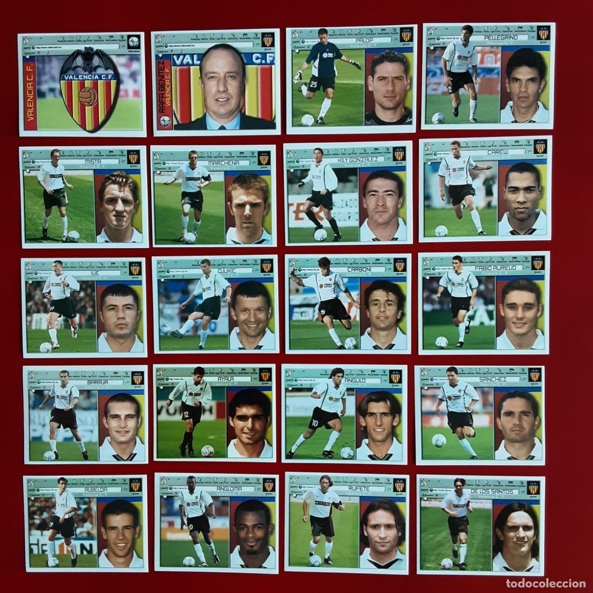 Cromos de f&uacute;tbol: LOTE 20 CROMOS DIFERENTES VALENCIA LIGA TEMPORADA 2001 2002 01 02 EDICIONES ESTE SIN PEGAR