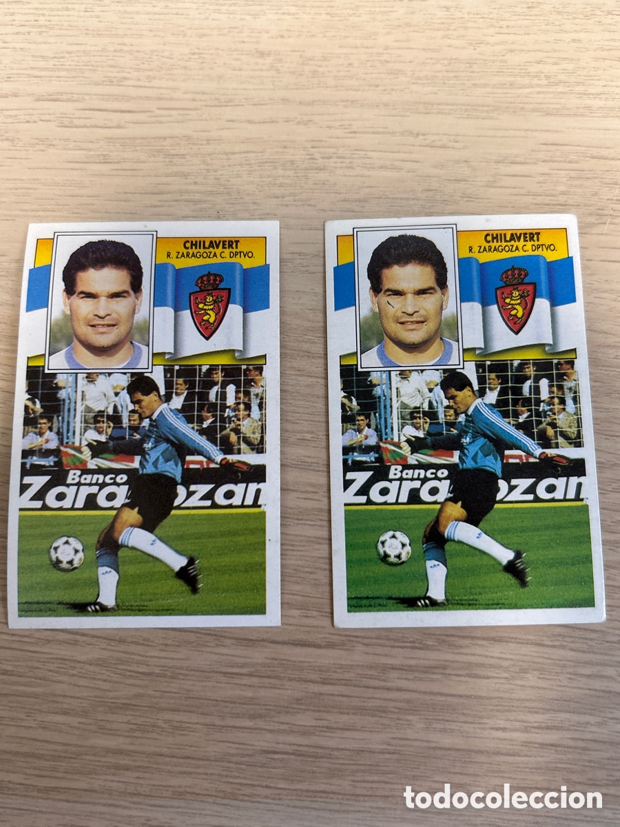 Cromos de f&uacute;tbol: LOTE 2 VERSIONES CHILAVERT REAL ZARAGOZA ESTE 1990 1991 90 91 NUNCA PEGADOS