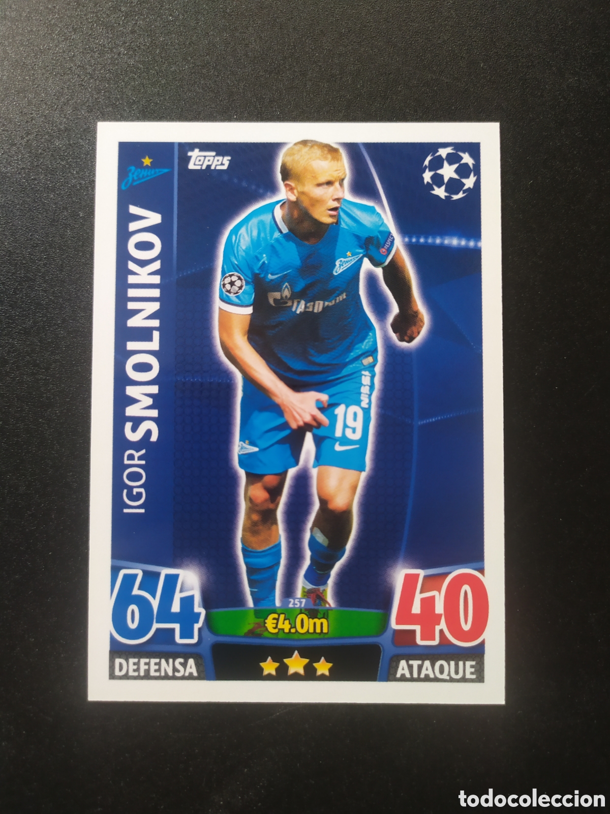 Cromos de f&uacute;tbol: UEFA Champions match attax topps 2015 2016 15 16 Smolnikov n&deg; 257 Zenit
