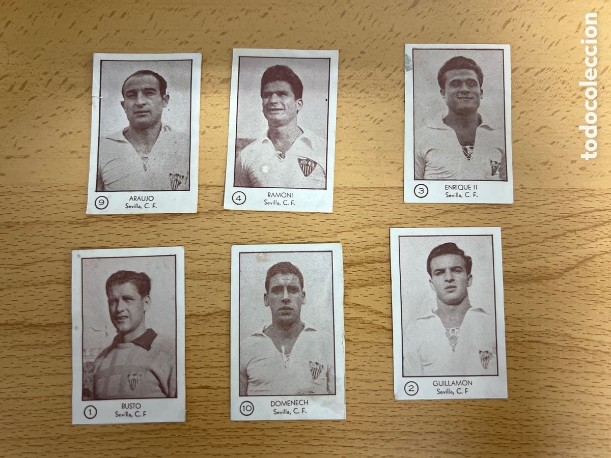 Cromos de f&uacute;tbol: 1953 EDICIONES ARGA SEVILLA CF LOTE DE 6 DESPEGADOS