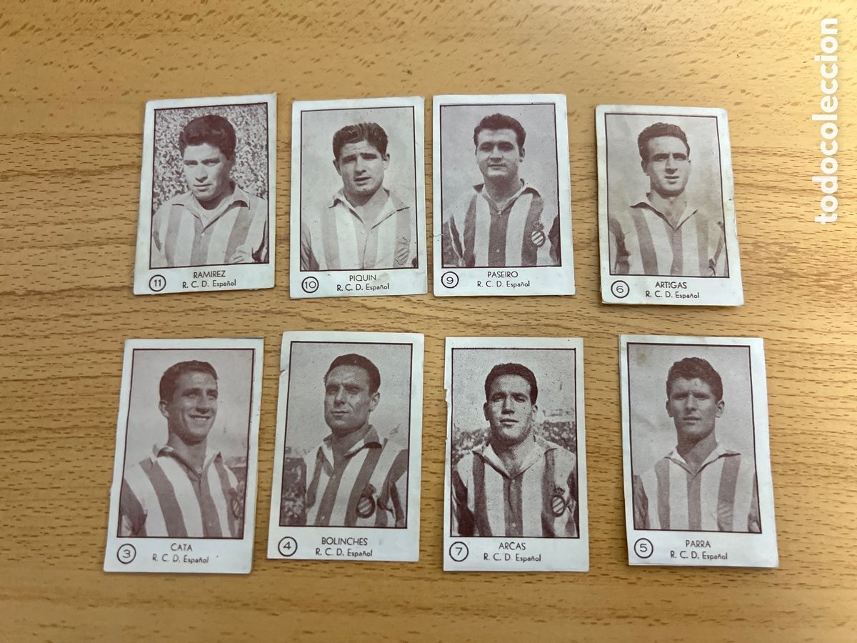 Cromos de f&uacute;tbol: 1953 EDICIONES ARGA RCD ESPA&Ntilde;OL LOTE DE 8 DESPEGADOS