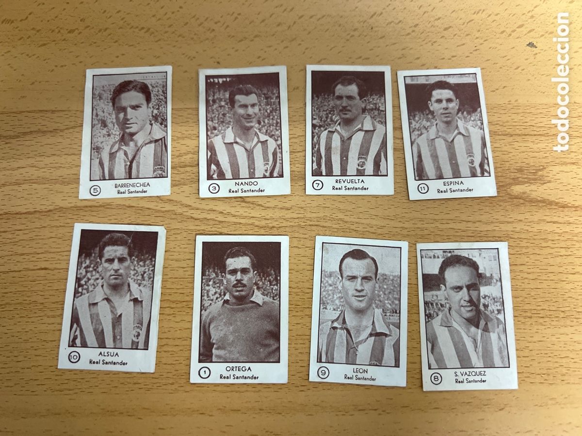 Cromos de f&uacute;tbol: 1953 EDICIONES ARGA REAL SANTANDER LOTE DE 8 DESPEGADOS