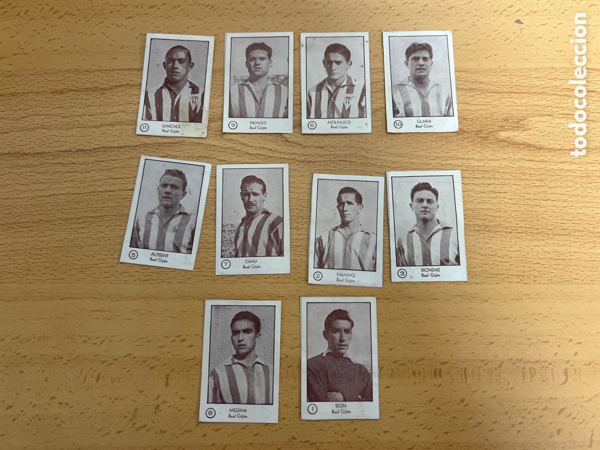 Cromos de f&uacute;tbol: 1953 EDICIONES ARGA REAL GIJON LOTE DE 10 DESPEGADOS