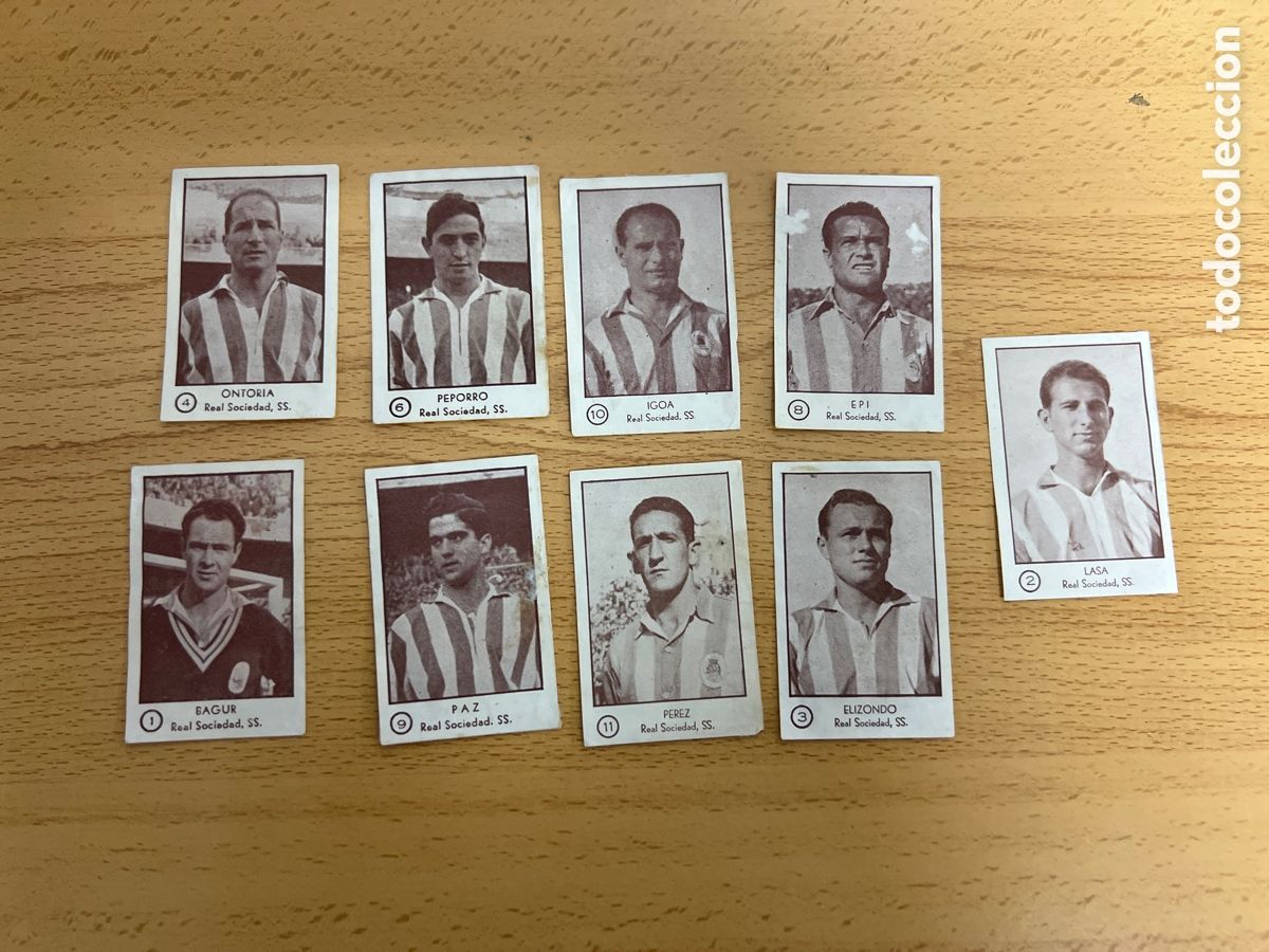 Cromos de Futebol: 1953 EDICIONES ARGA REAL SOCIEDAD LOTE DE 9 DESPEGADOS