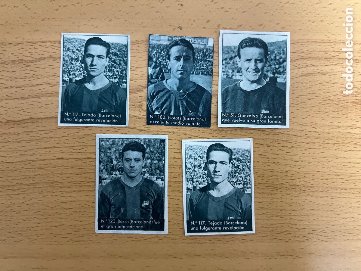 Cromos de f&uacute;tbol: 1953 FC BARCELONA LOTE DE 5 CROMOS SIN PEGAR BRUGUERA TORNEO NACIONAL LIGA