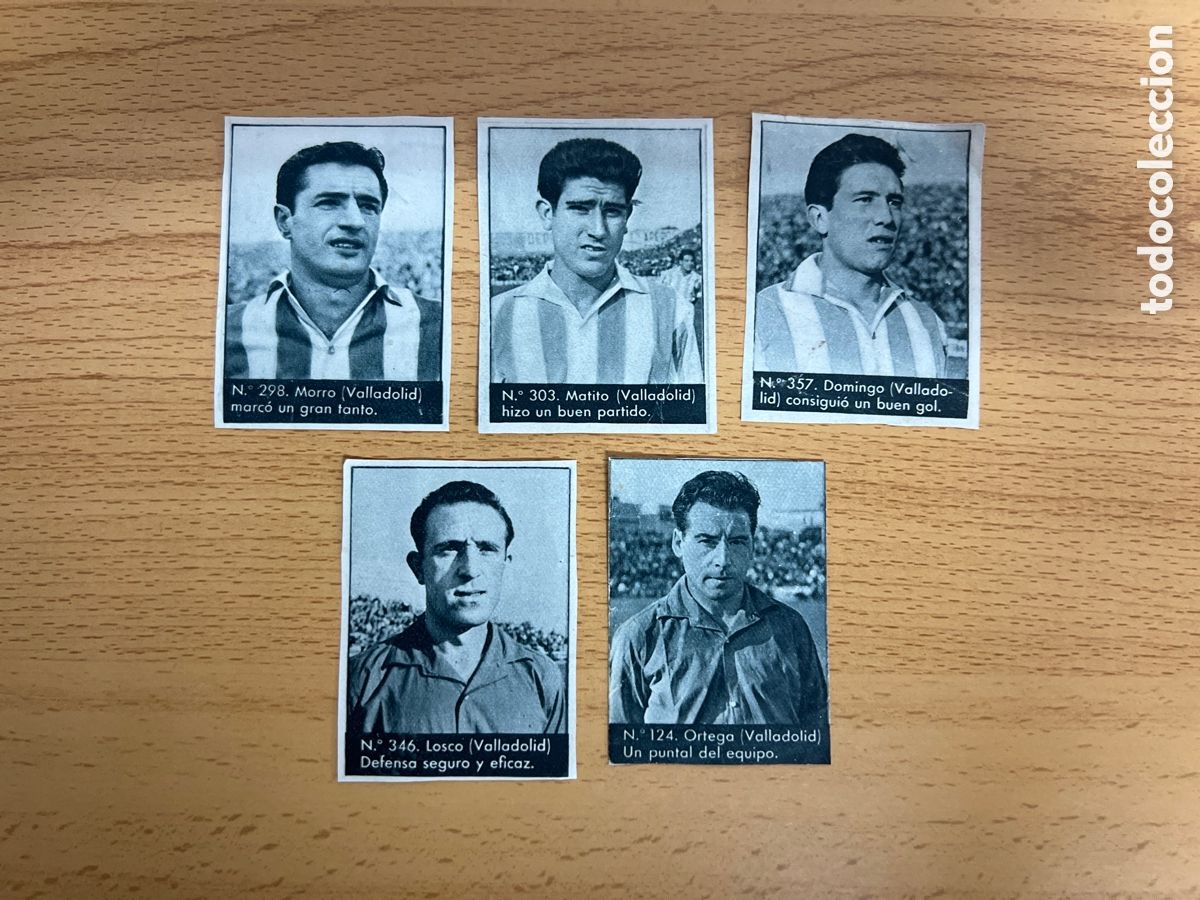 Figurine di Calcio: 1953 VALLADOLID LOTE DE 5 CROMOS SIN PEGAR BRUGUERA TORNEO NACIONAL LIGA