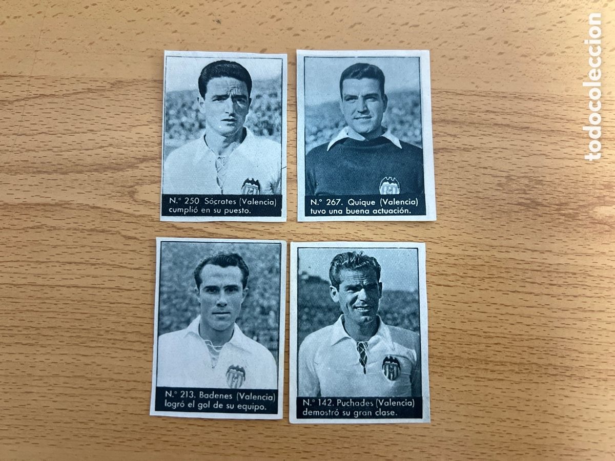 Cromos de f&uacute;tbol: 1953 VALENCIA CF LOTE DE 4 CROMOS SIN PEGAR BRUGUERA TORNEO NACIONAL LIGA