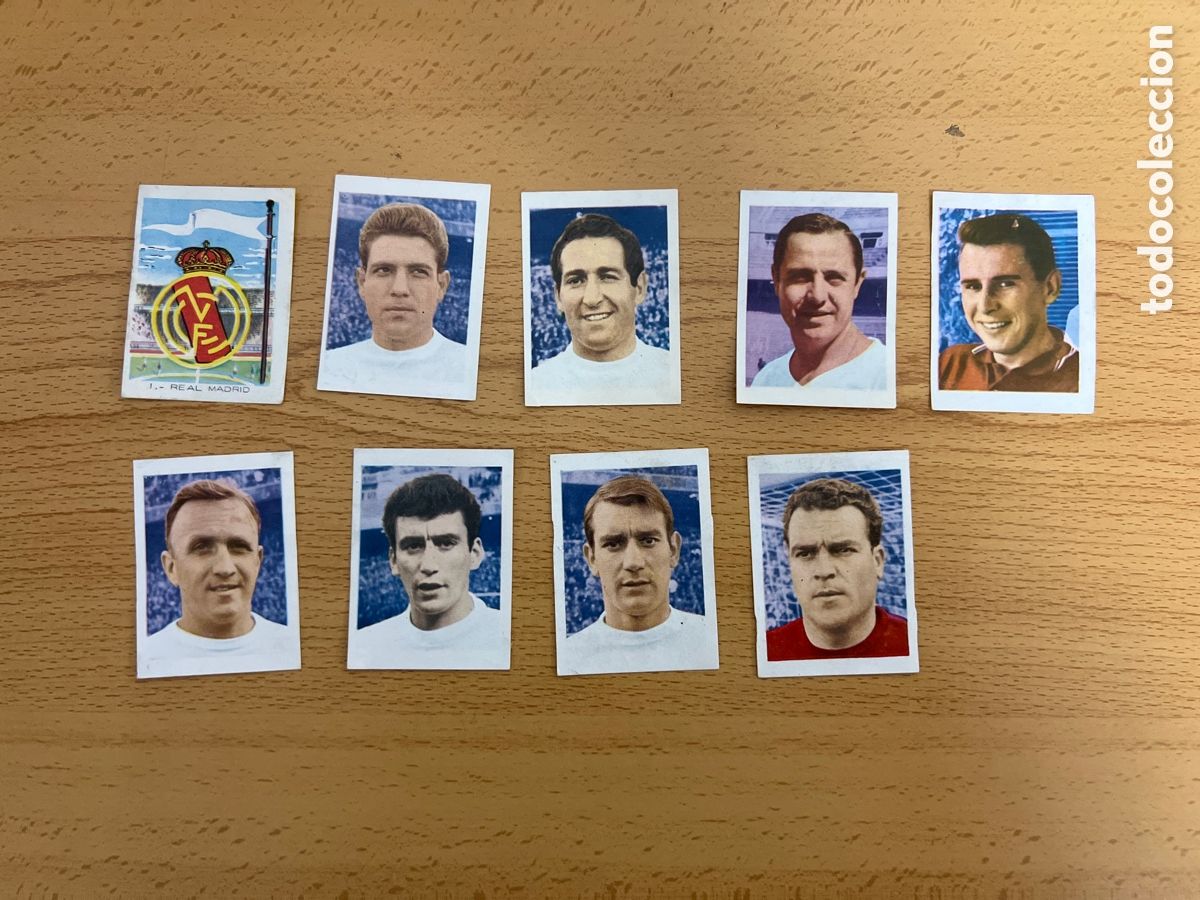 Fu&szlig;ball-Sticker: 1966 REAL MADRID LOTE DE 9 RUIZ ROMERO TENIS FUTBOL CICLISMO DESPEGADOS