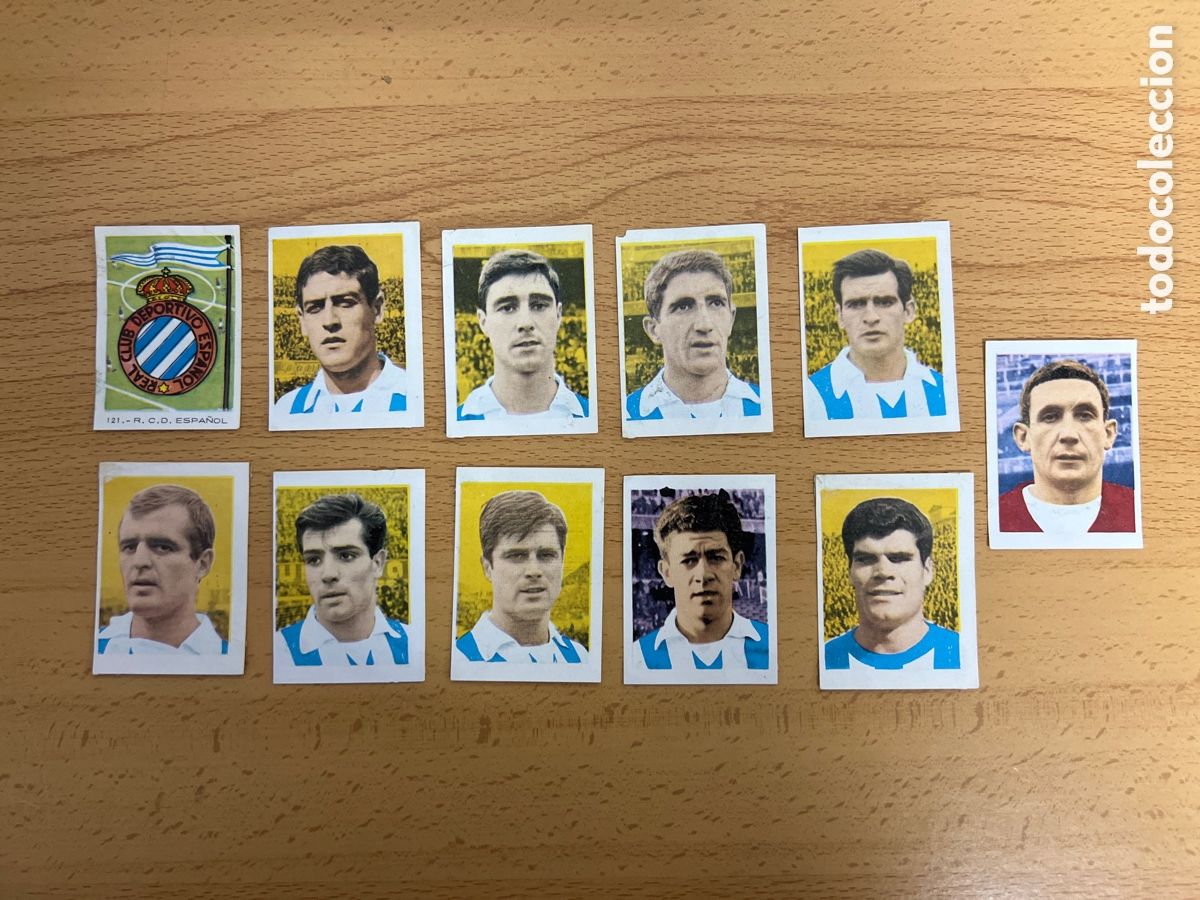 Figurine di Calcio: 1966 RCD ESPA&Ntilde;OL LOTE DE 11 RUIZ ROMERO TENIS FUTBOL CICLISMO DESPEGADOS