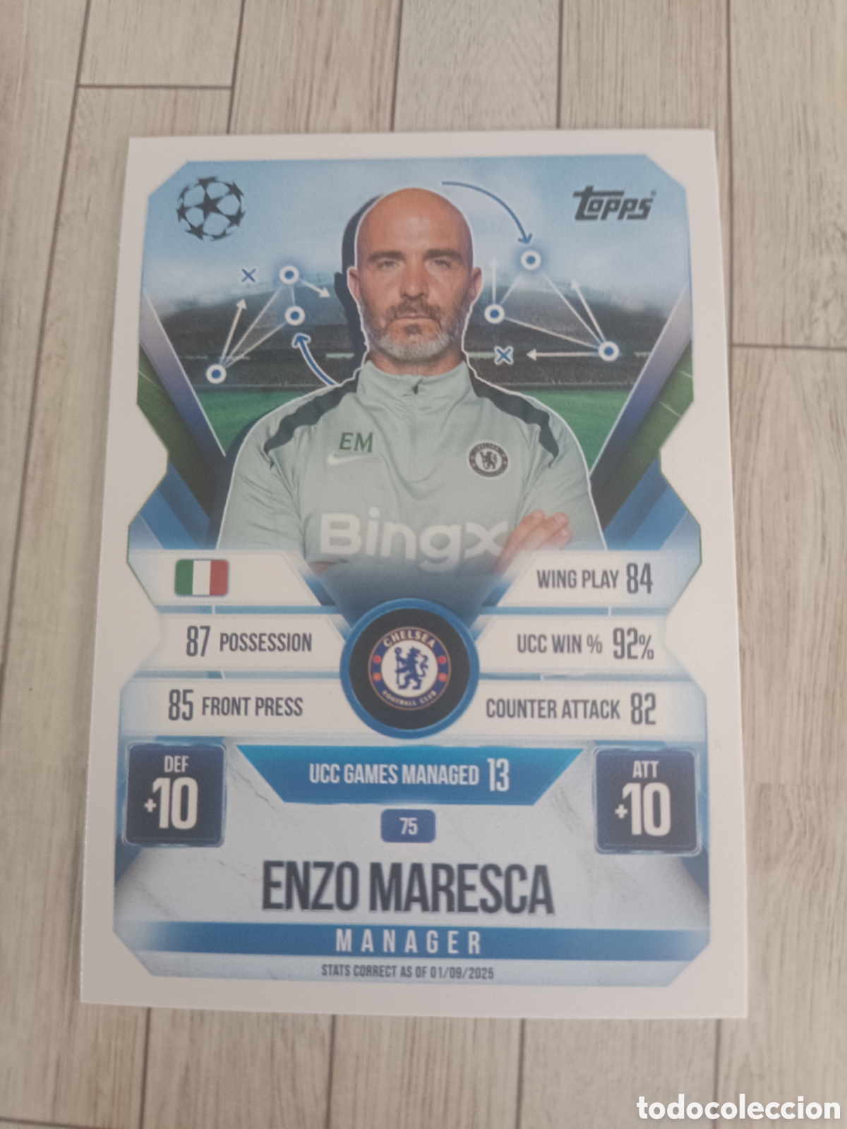Cromos de f&uacute;tbol: 75 ENZO MARESCA CHELSEA MANAGER CHAMPIONS MATCH ATTAX EXTRA 2025 2026 TOPPS 25 26