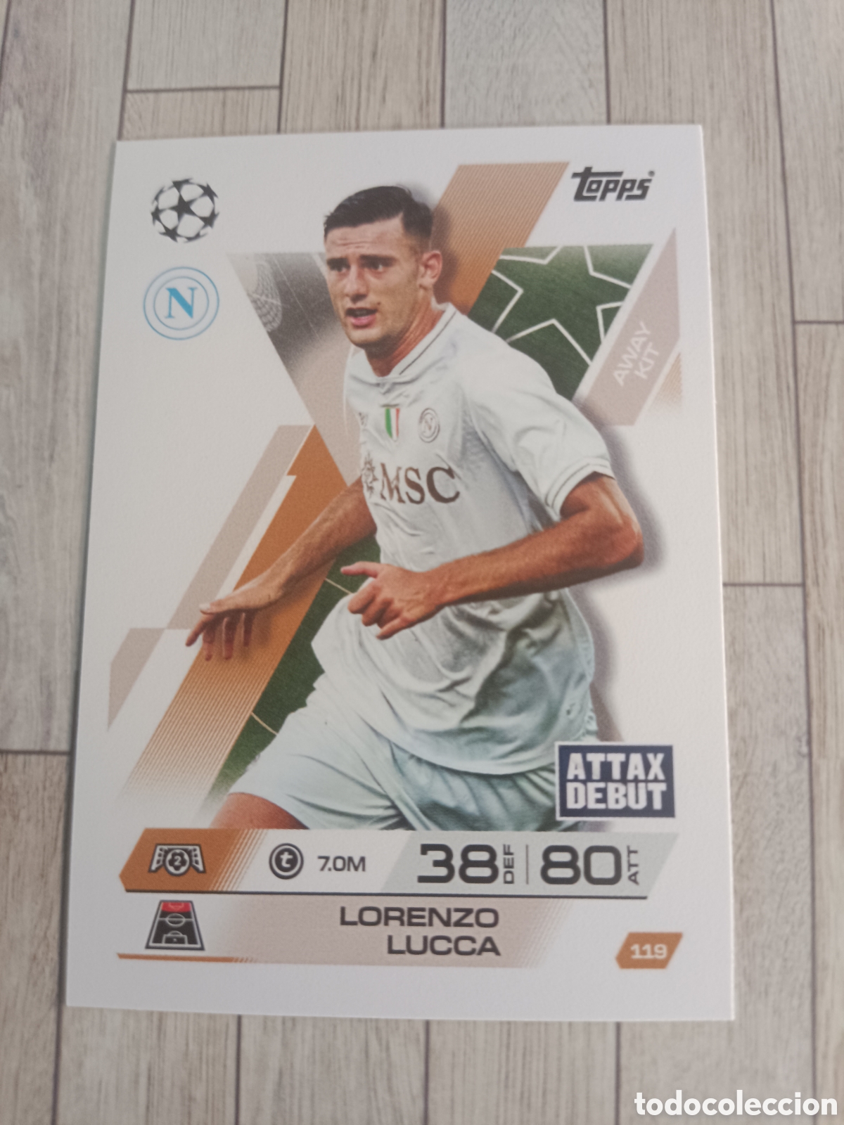 Cromos de f&uacute;tbol: 119 LORENZO LUCCA NAPOLI NAPOLES AWAY KIT CHAMPIONS MATCH ATTAX EXTRA 2025 2026 TOPPS 25 26