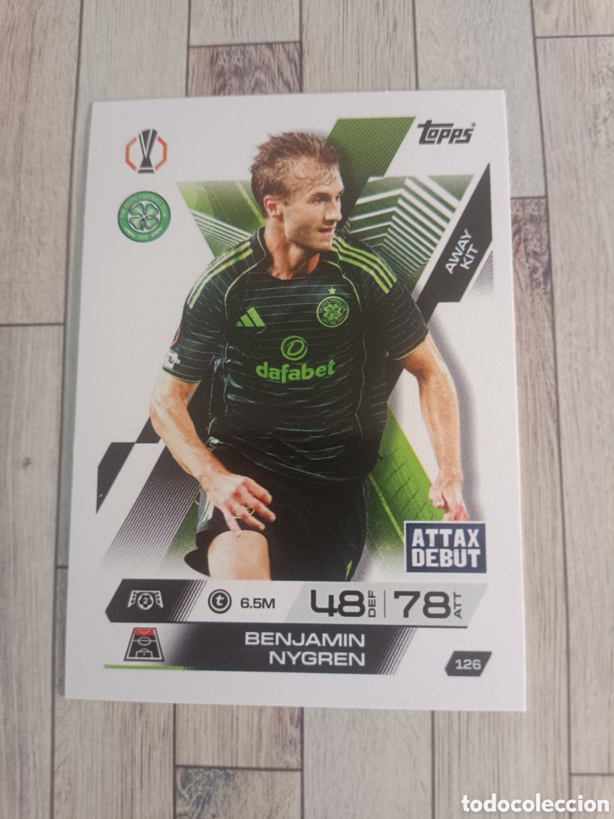 Figurine di Calcio: 126 BENJAMIN NYGREN CELTIC FC AWAY KIT CHAMPIONS MATCH ATTAX EXTRA 2025 2026 TOPPS 25 26