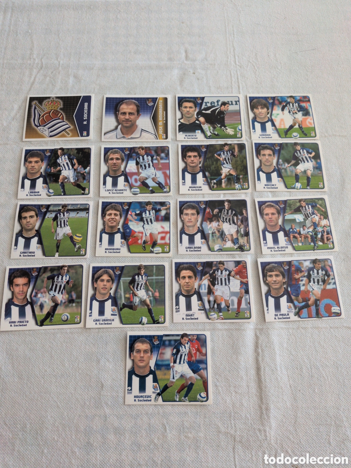 Cromos de f&uacute;tbol: LOTE EDICIONES ESTE 2005 2006 DE LA REAL SOCIEDAD, 17 CROMOS SIN PEGAR