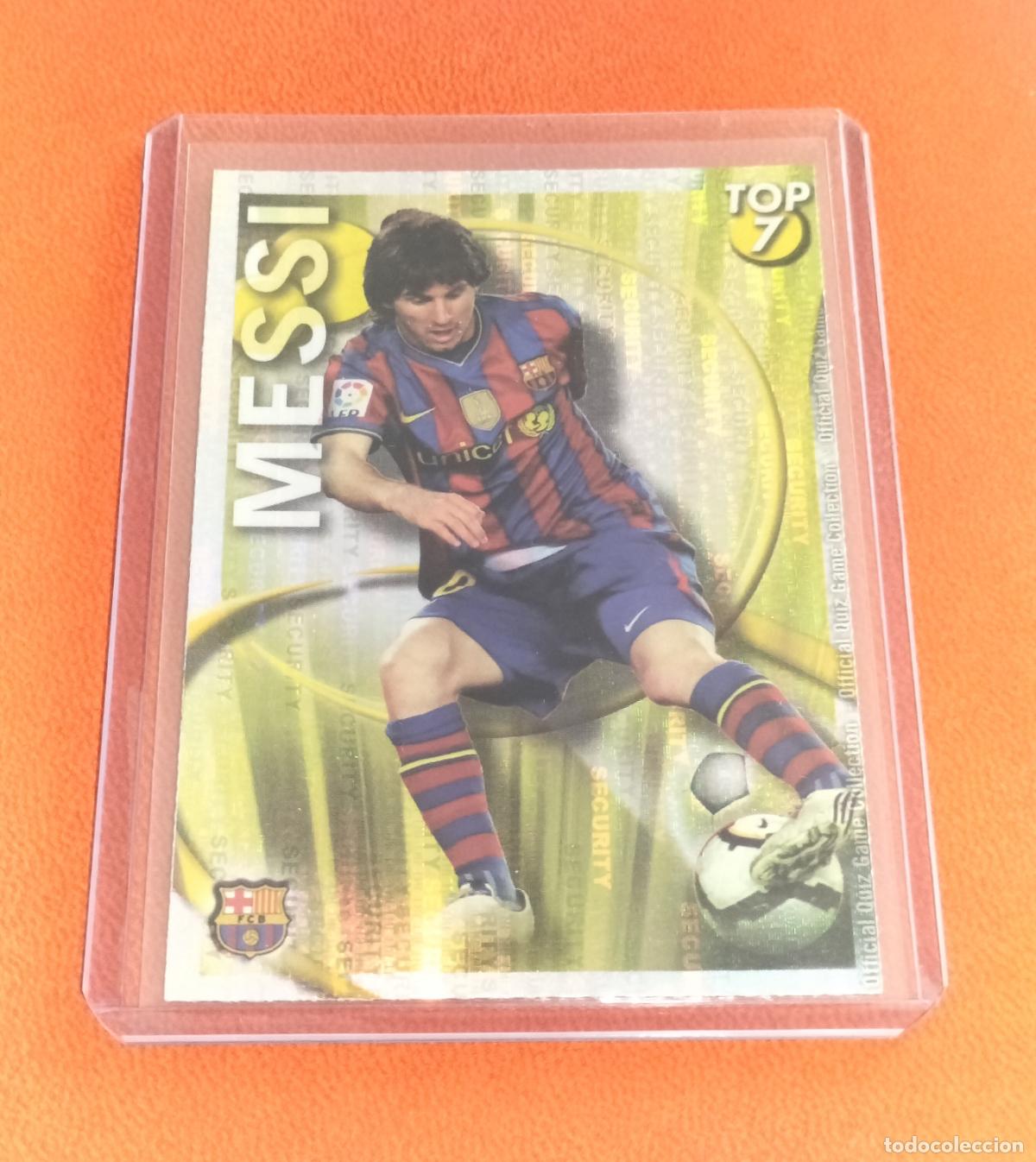 Cromos de f&uacute;tbol: 595 LIONEL MESSI TOP SECURITY LIMITED EDITION FC BARCELONA CARD MUNDICROMO QUIZ GAME 2010 2011 10 11