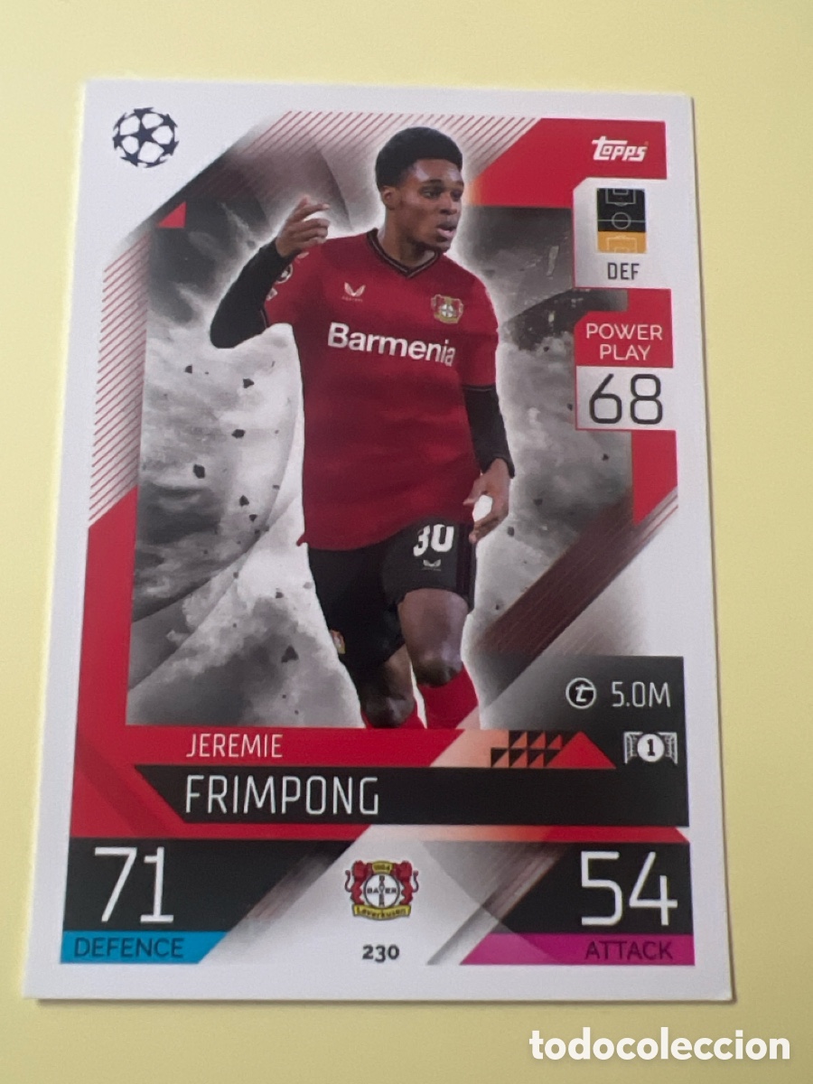 Cromos de f&uacute;tbol: C2799. Frimpong N&ordm; 230 Bayern Leverkusen Topps Match Attax 2022 Champions 2023 22 23
