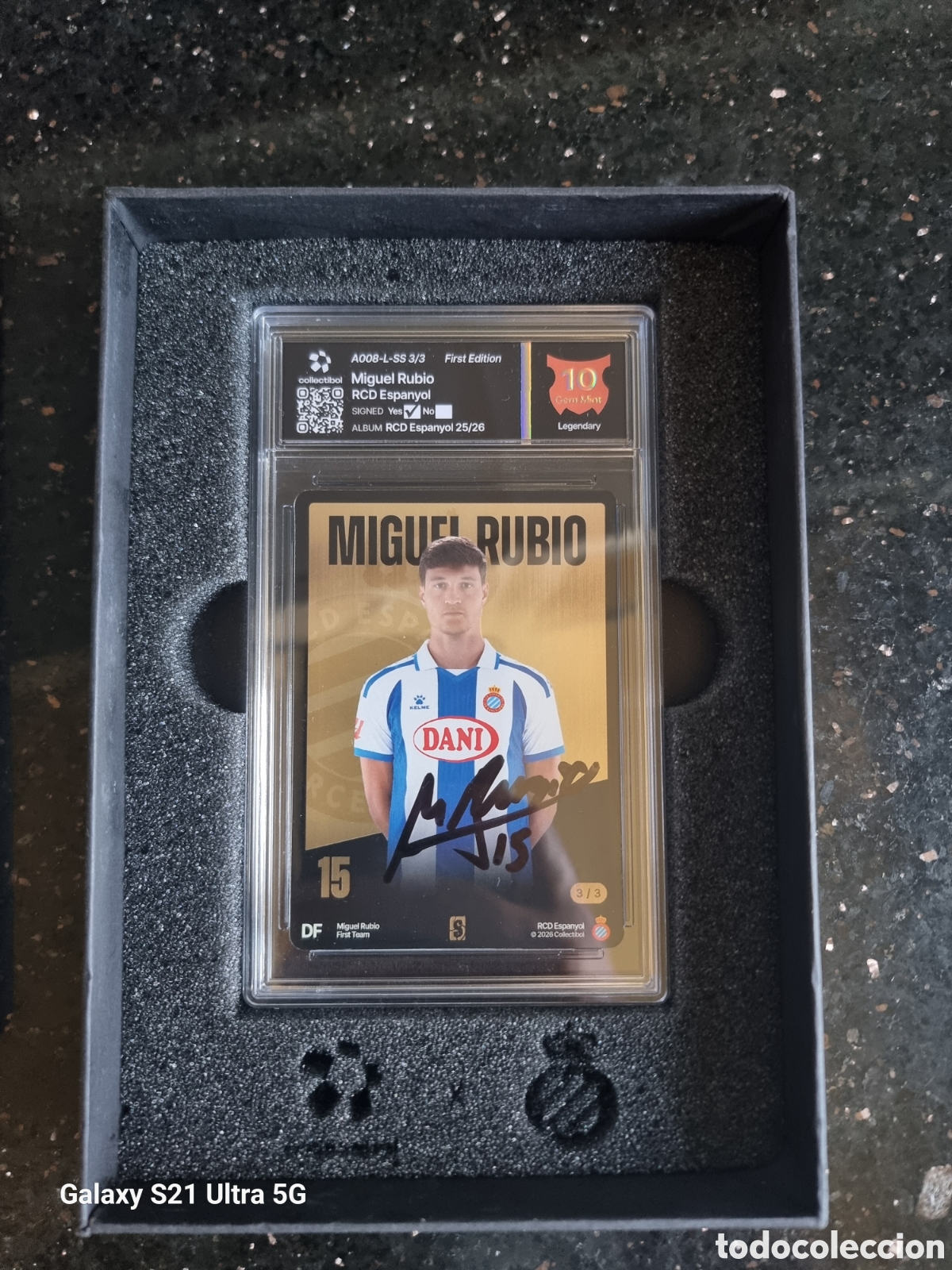 Cromos de f&uacute;tbol: Tarjeta Collectibol firmada Miguel Rubio RCD Espanyol