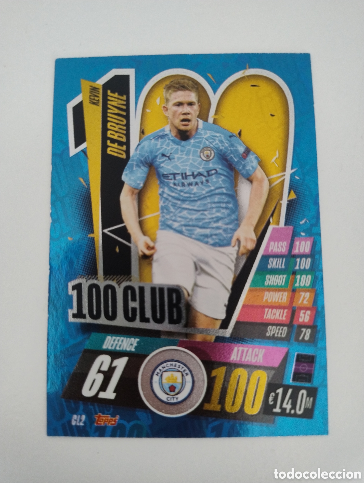 Cromos de f&uacute;tbol: CL 2 - De Bruyne - Manchester City - Topps Match Attax 2019 - 2020 100 Club